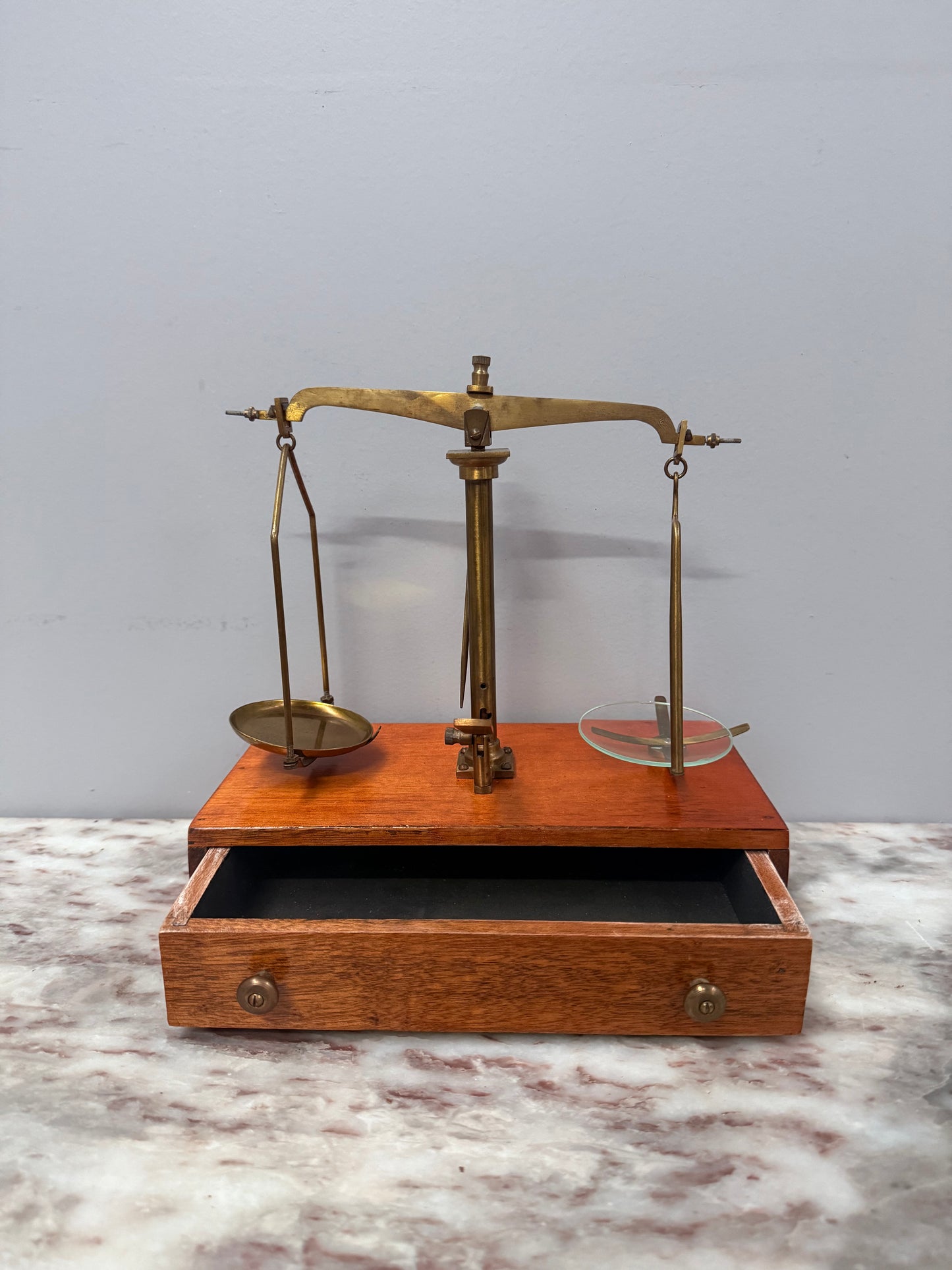 Vintage Brass Balance Scale Set With Weights