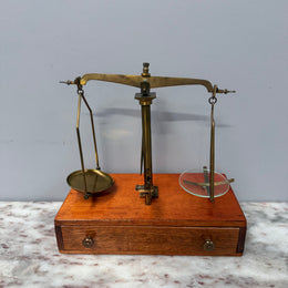 Vintage Brass Balance Scale Set With Weights