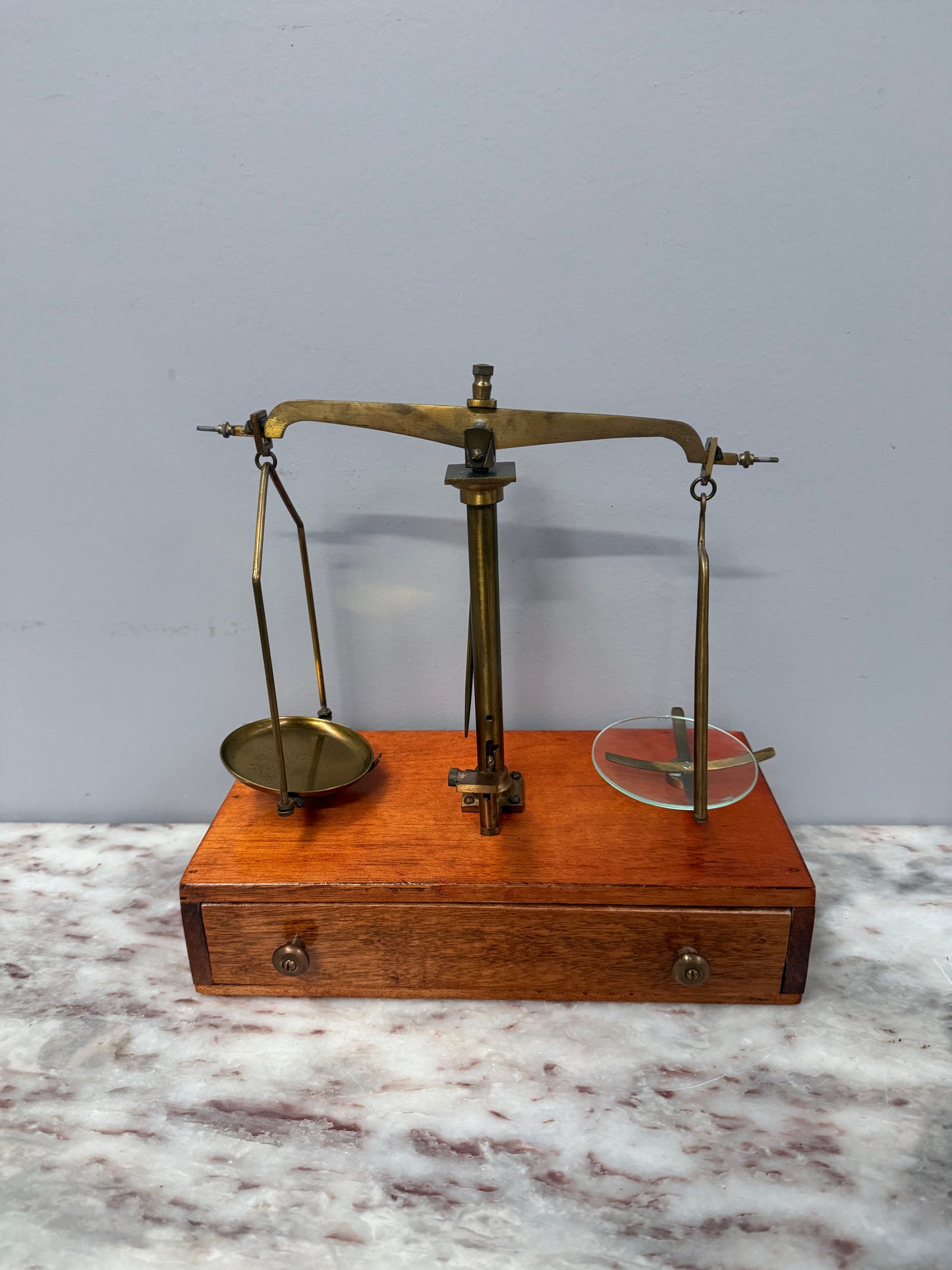 Vintage Brass Balance Scale Set With Weights