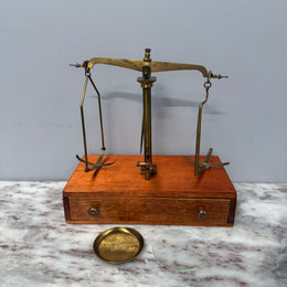Vintage Brass Balance Scale Set With Weights