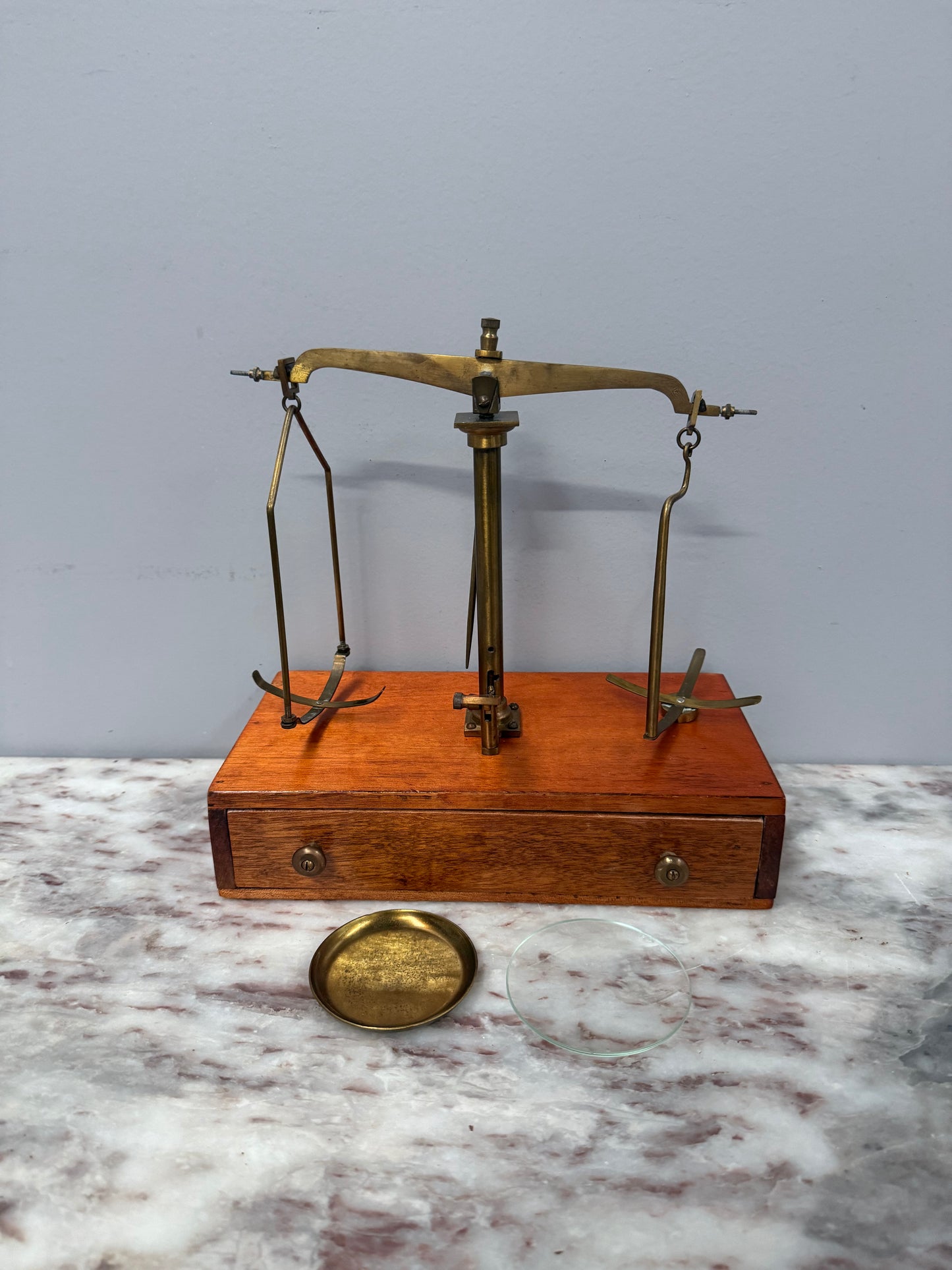 Vintage Brass Balance Scale Set With Weights
