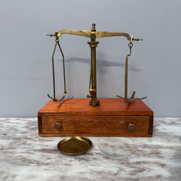 Vintage Brass Balance Scale Set With Weights