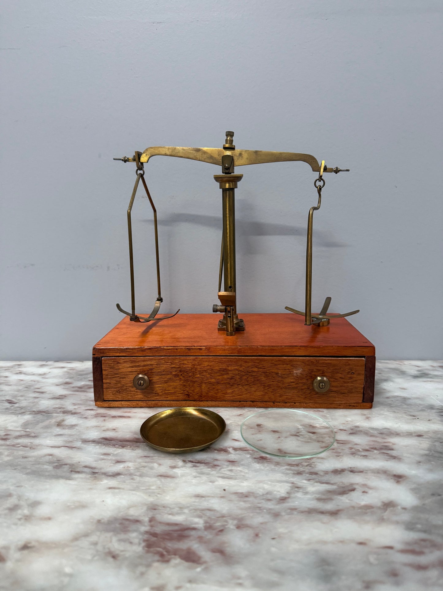 Vintage Brass Balance Scale Set With Weights