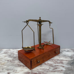 Vintage Brass Balance Scale Set With Weights