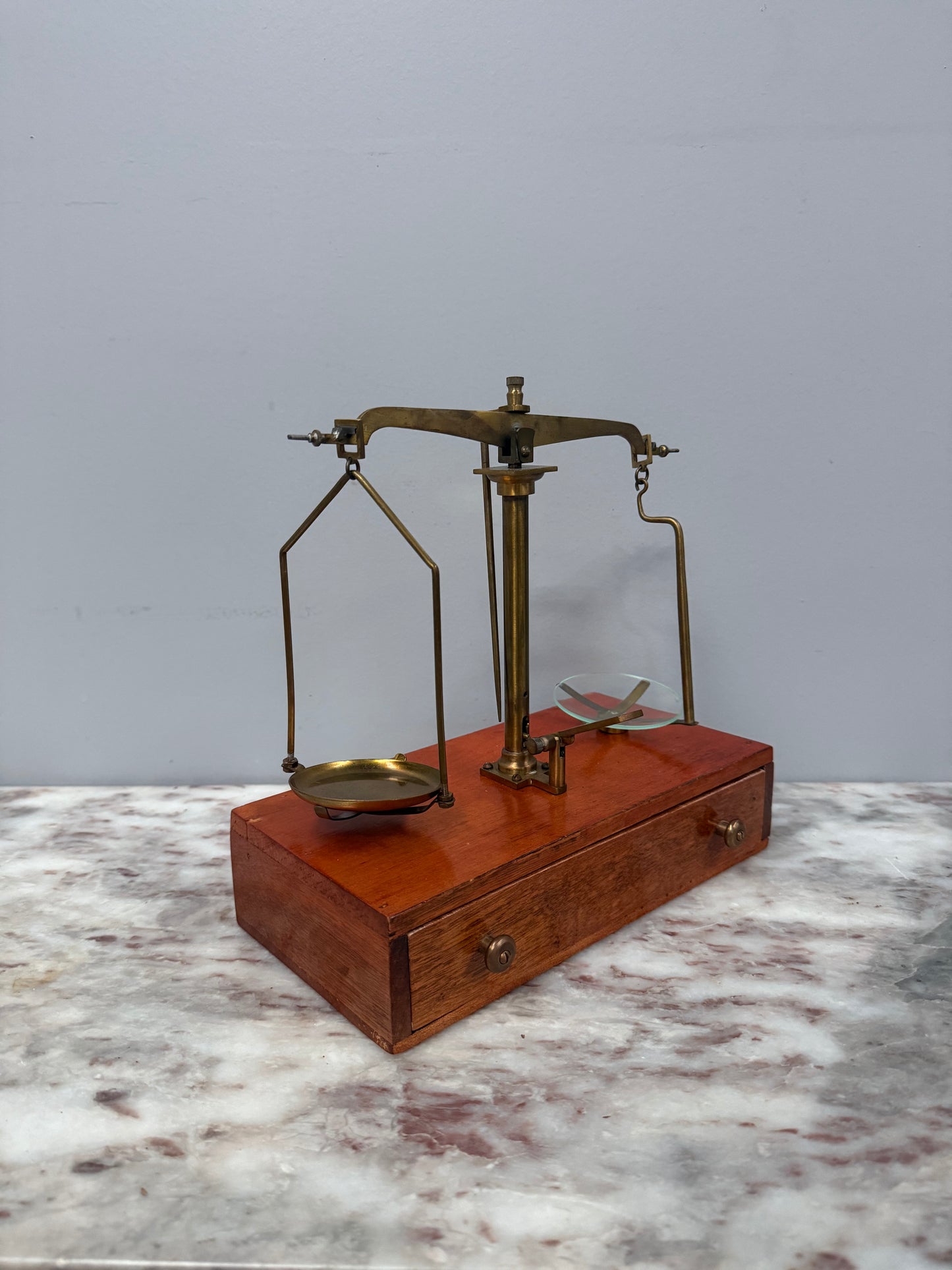 Vintage Brass Balance Scale Set With Weights