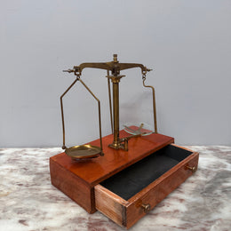 Vintage Brass Balance Scale Set With Weights