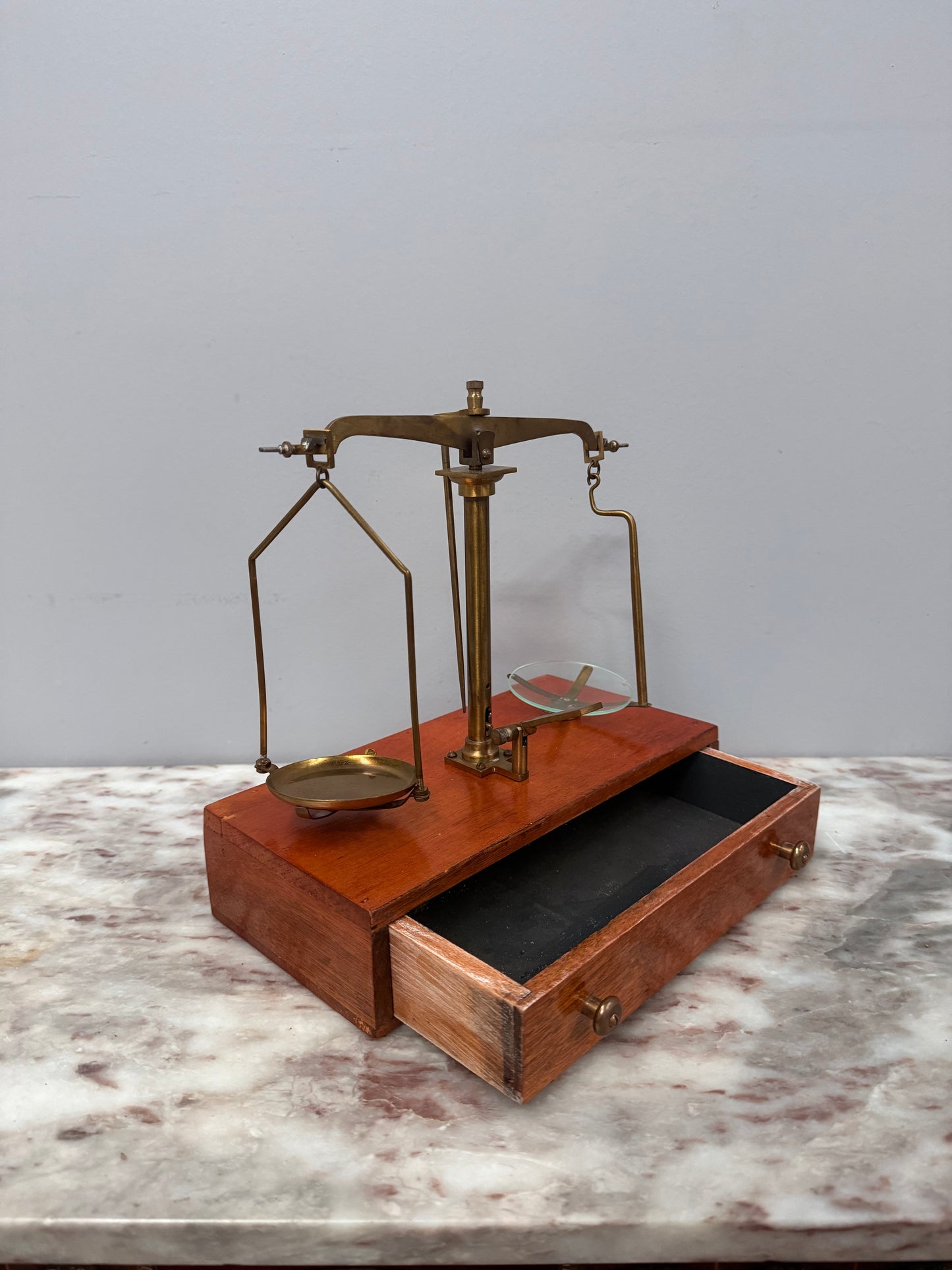 Vintage Brass Balance Scale Set With Weights