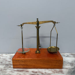 Vintage Brass Balance Scale Set With Weights