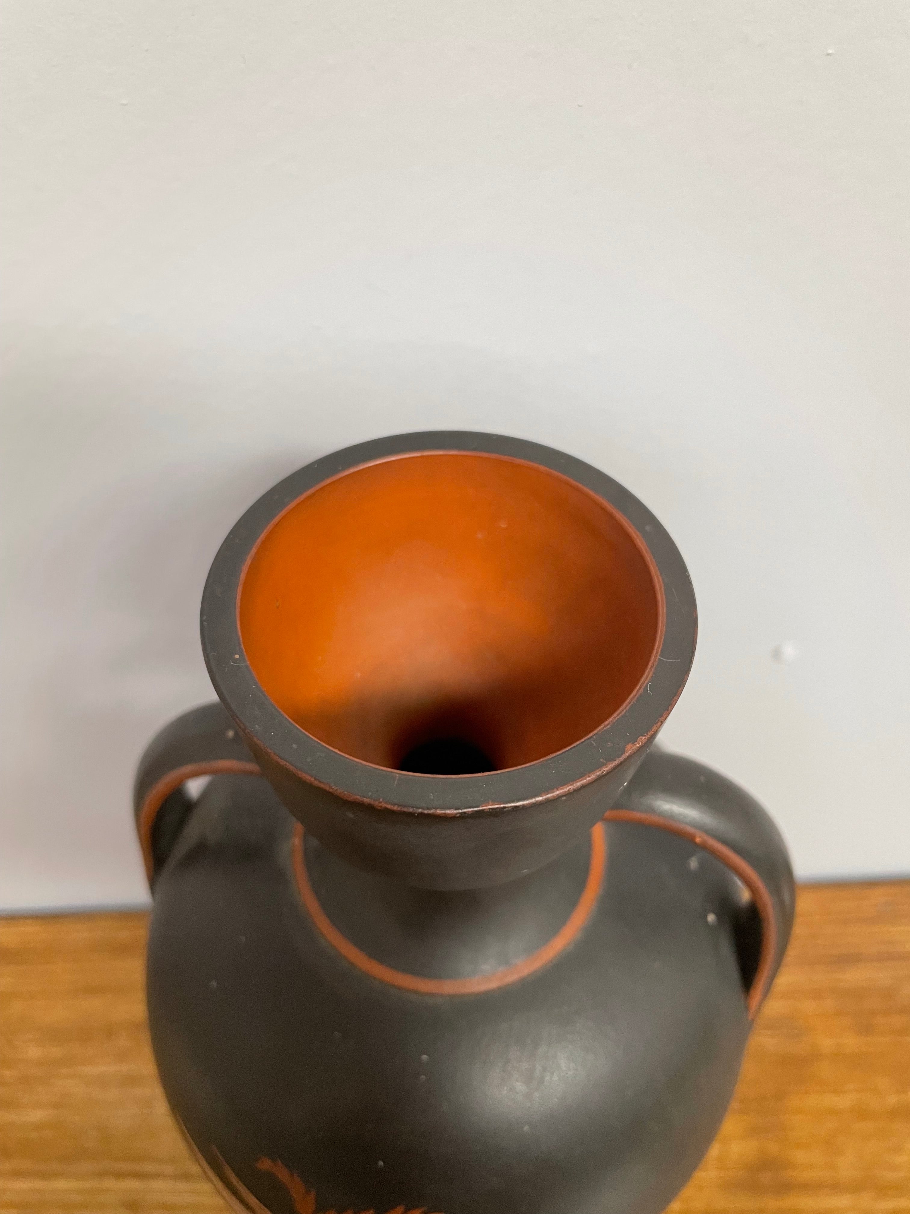Antique French Terracotta & Enamel Vase | Antique & Vintage | Moonee Ponds Antiques | Australia Wide Delivery