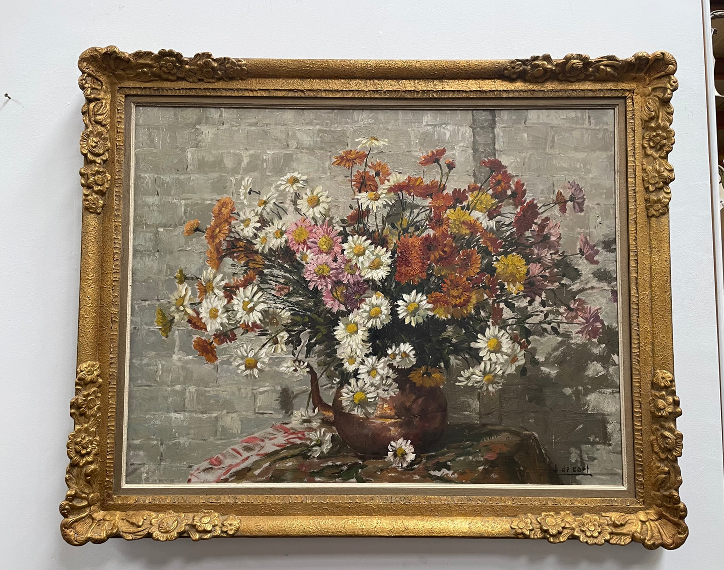 Fabulous Large French Oil on Canvas Floral Still Life Painting