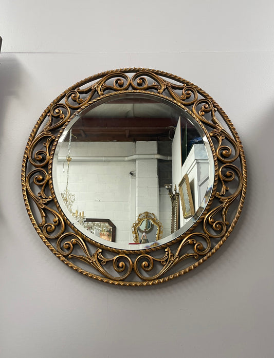 Sourced From France an Elegant Bevelled Edge Round Mirror