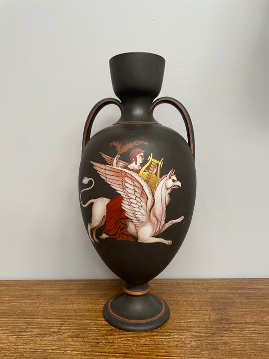 Antique French Terracotta & Enamel Vase