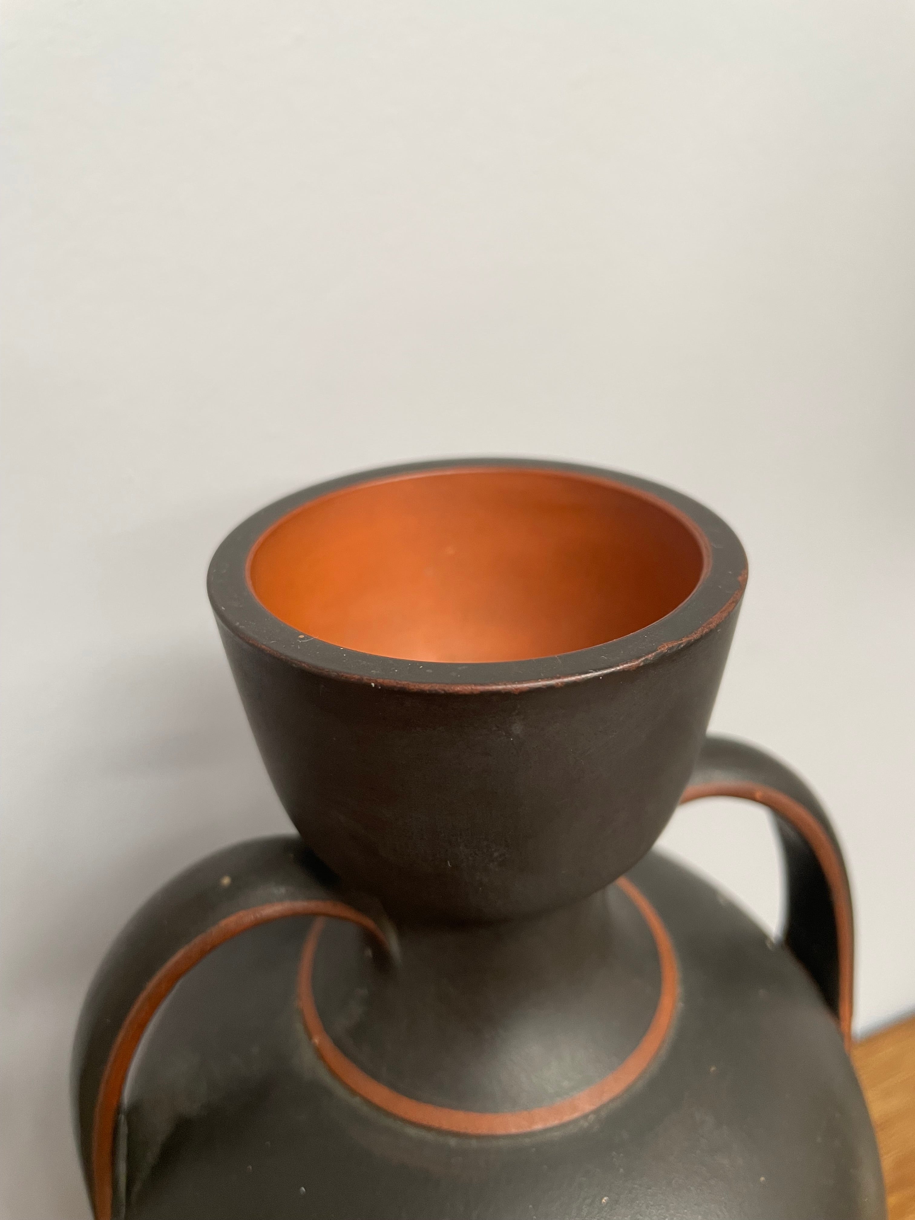 Antique French Terracotta & Enamel Vase | Antique & Vintage | Moonee Ponds Antiques | Australia Wide Delivery