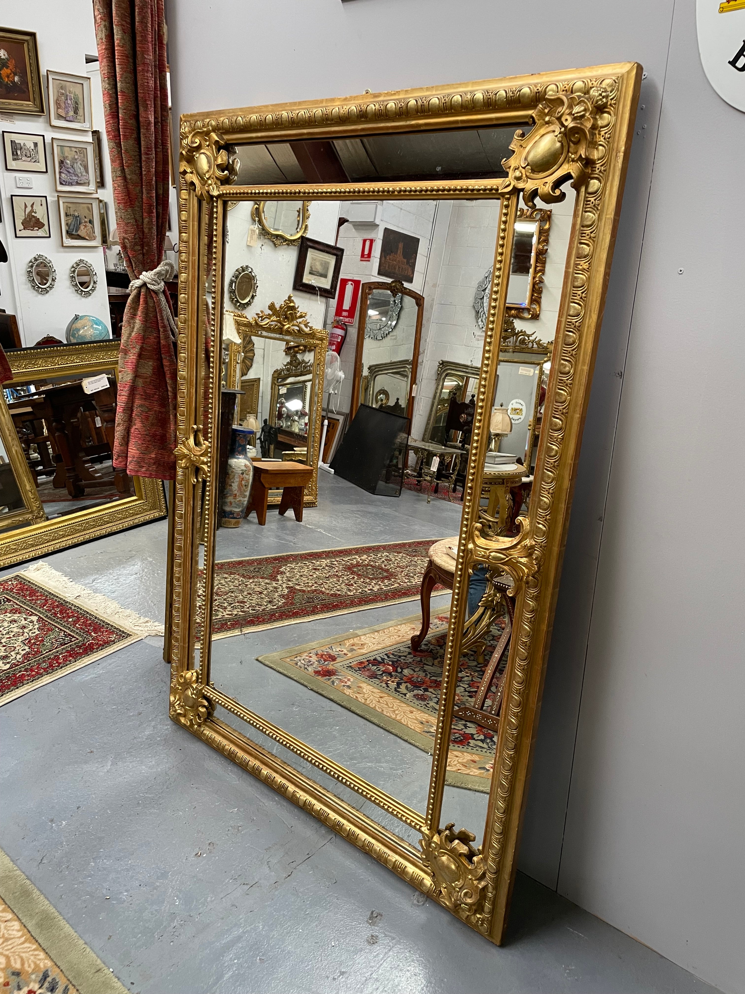Large French 19th Century Cushion Mirror