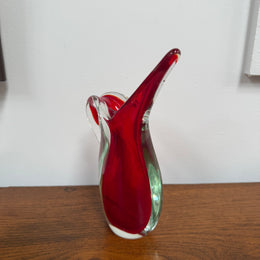 Vintage Murano Sommerso Style Red Glass Vase