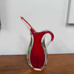 Vintage Murano Sommerso Style Red Glass Vase