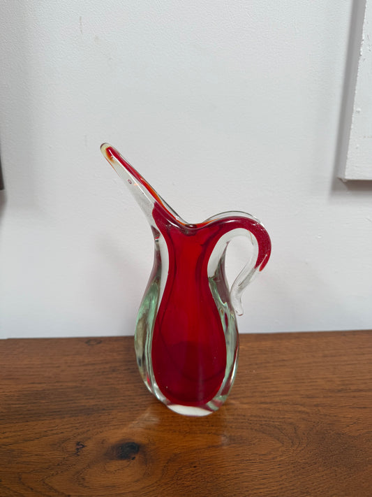 Vintage Murano Sommerso Style Red Glass Vase