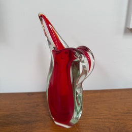 Vintage Murano Sommerso Style Red Glass Vase