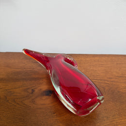 Vintage Murano Sommerso Style Red Glass Vase