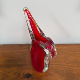 Vintage Murano Sommerso Style Red Glass Vase