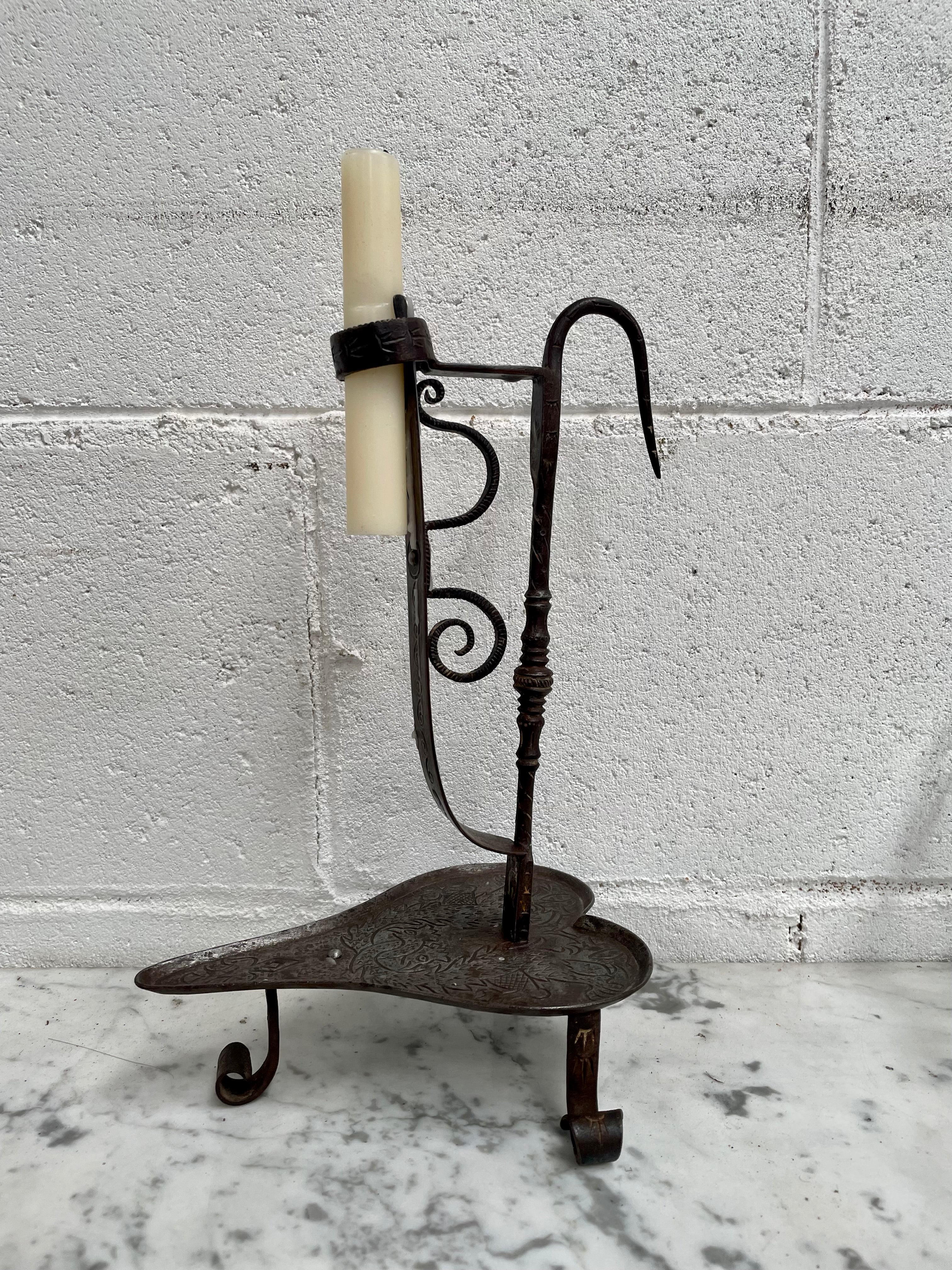 19th Century Wrought Iron Candle Holder by Valerian Gillar Wien