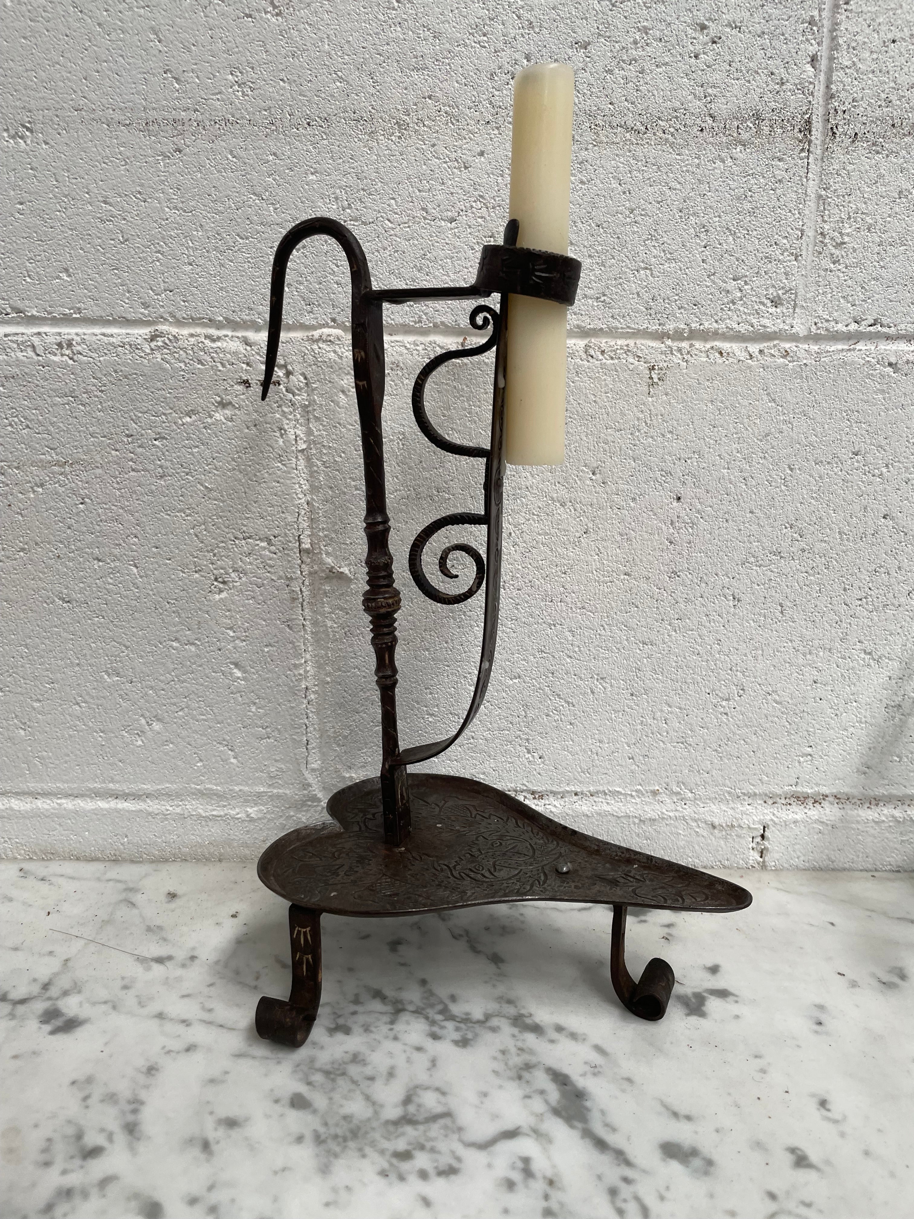 19th Century Wrought Iron Candle Holder by Valerian Gillar Wien