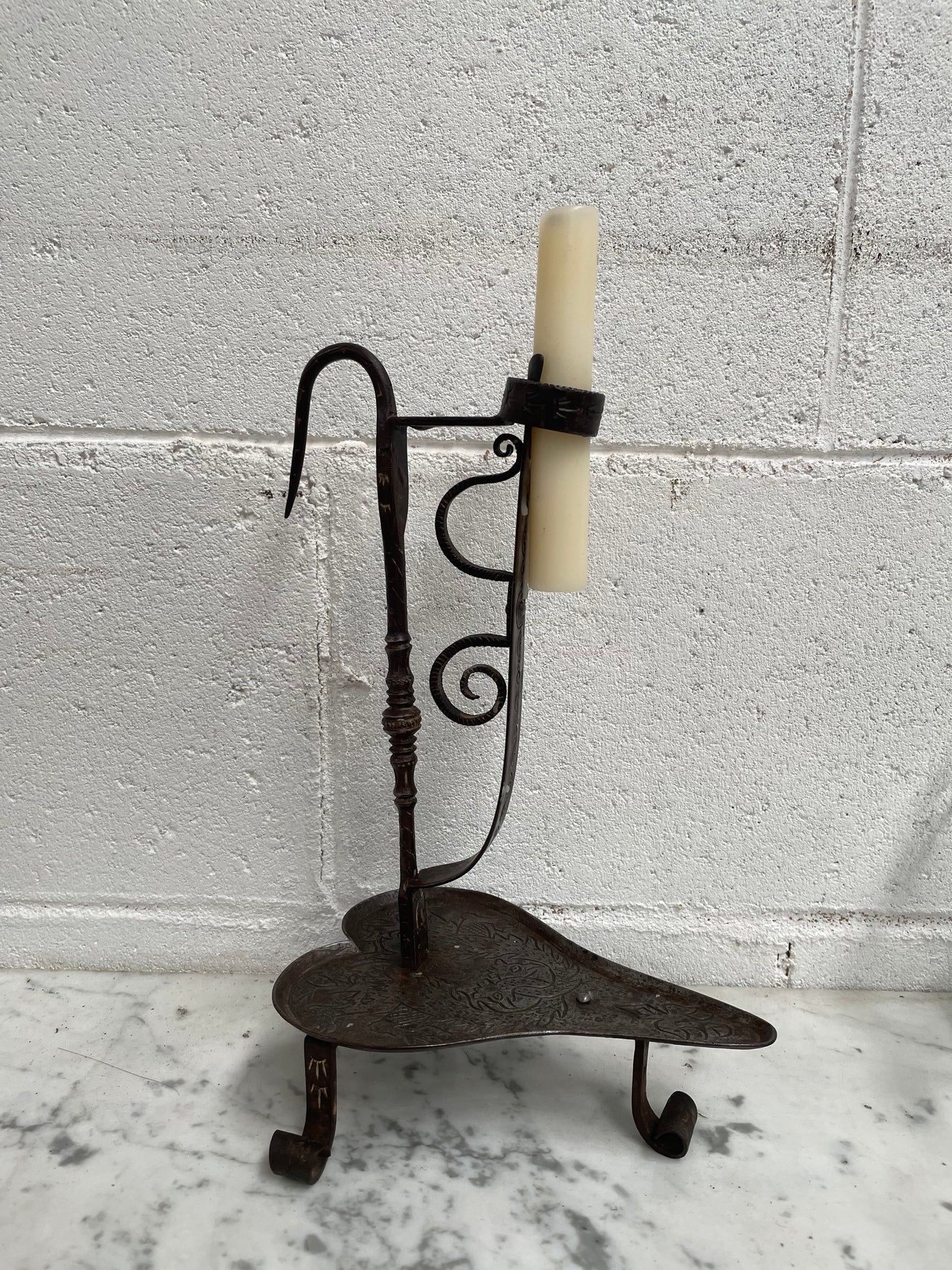 19th Century Wrought Iron Candle Holder by Valerian Gillar Wien
