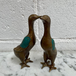 Pair Of Vintage Bronze Ducks