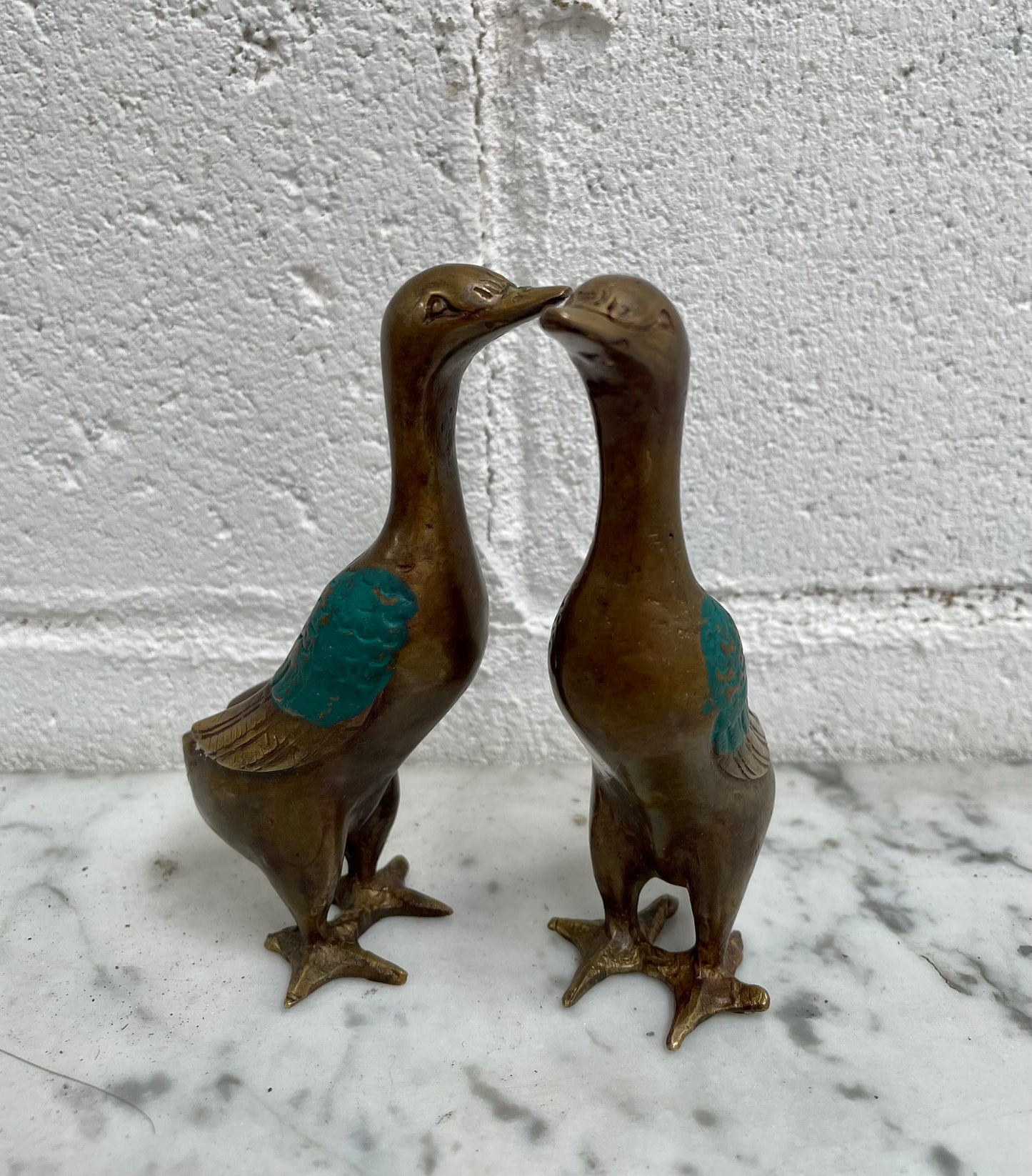 Pair Of Vintage Bronze Ducks