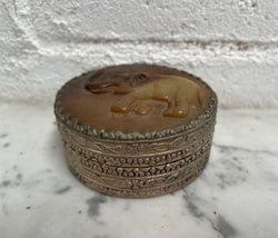 Vintage Asian Silver & Carved Jade Trinket Box | Antique & Vintage | Moonee Ponds Antiques | Australia Wide Delivery