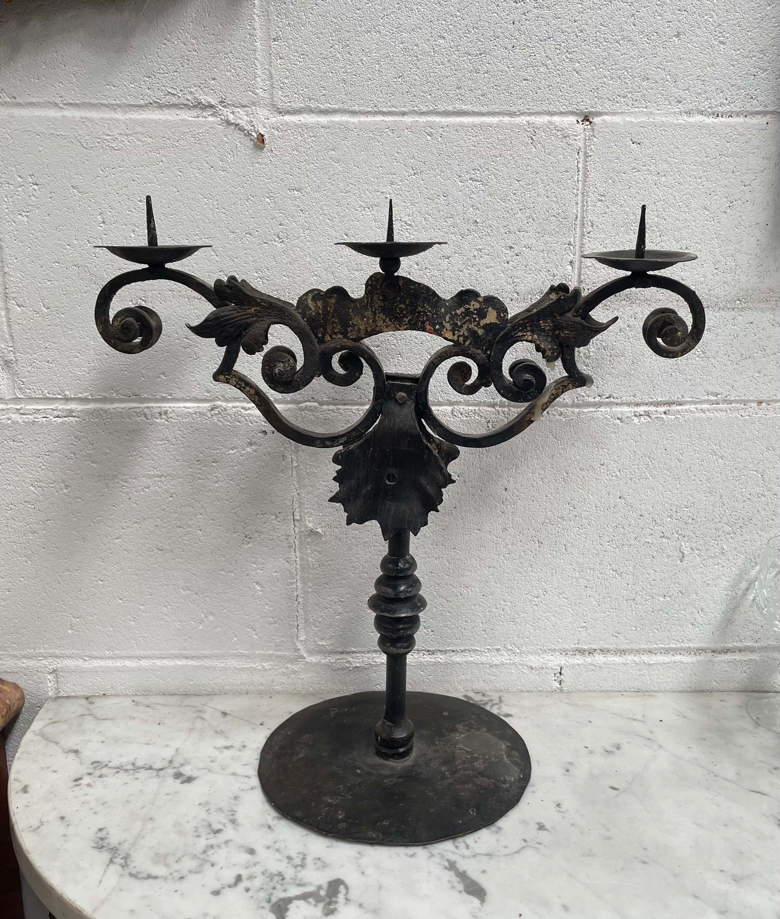 Rustic Wrought Iron Candle Holder | Antique & Vintage | Moonee Ponds Antiques | Australia Wide
