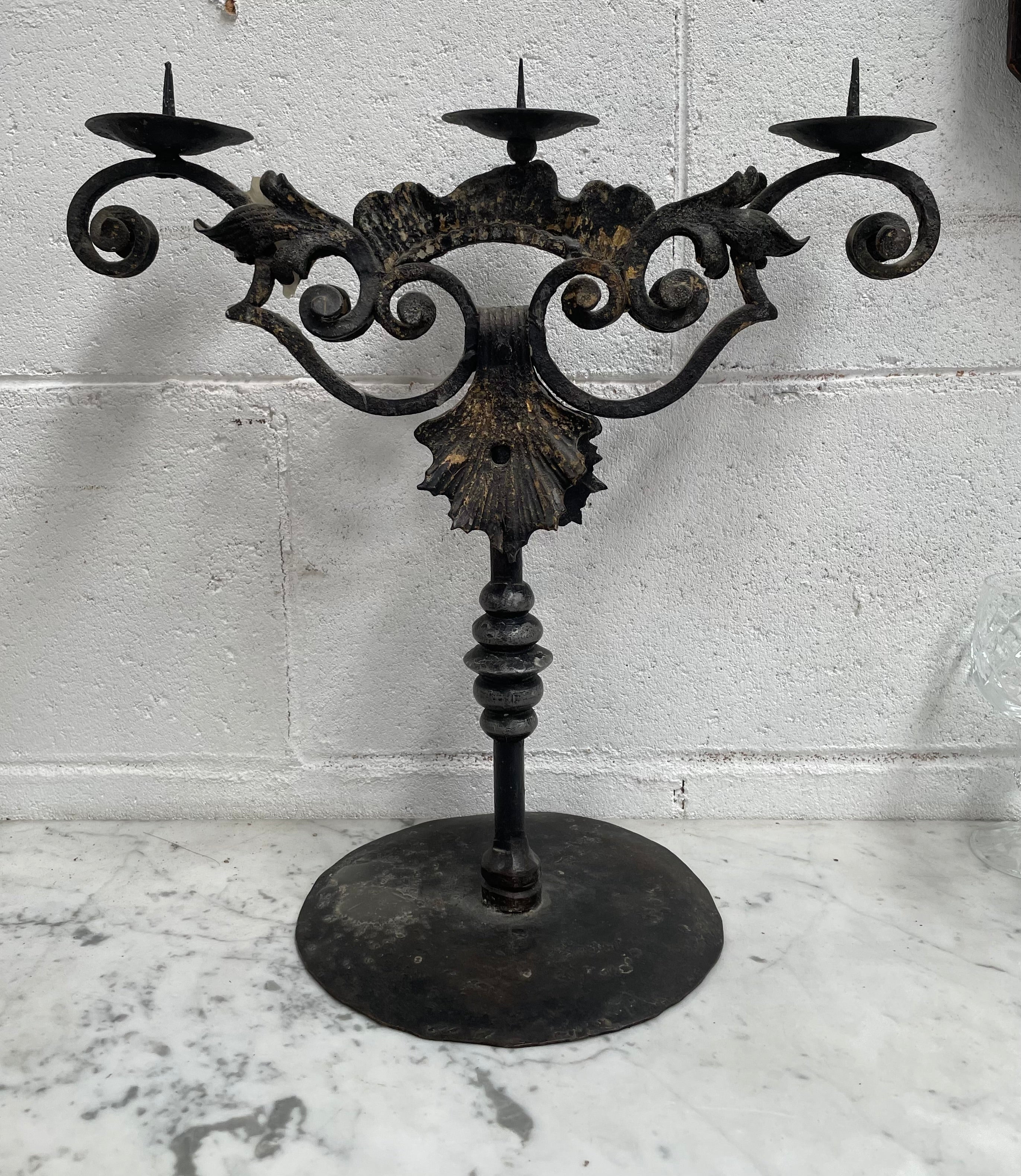 Rustic Wrought Iron Candle Holder