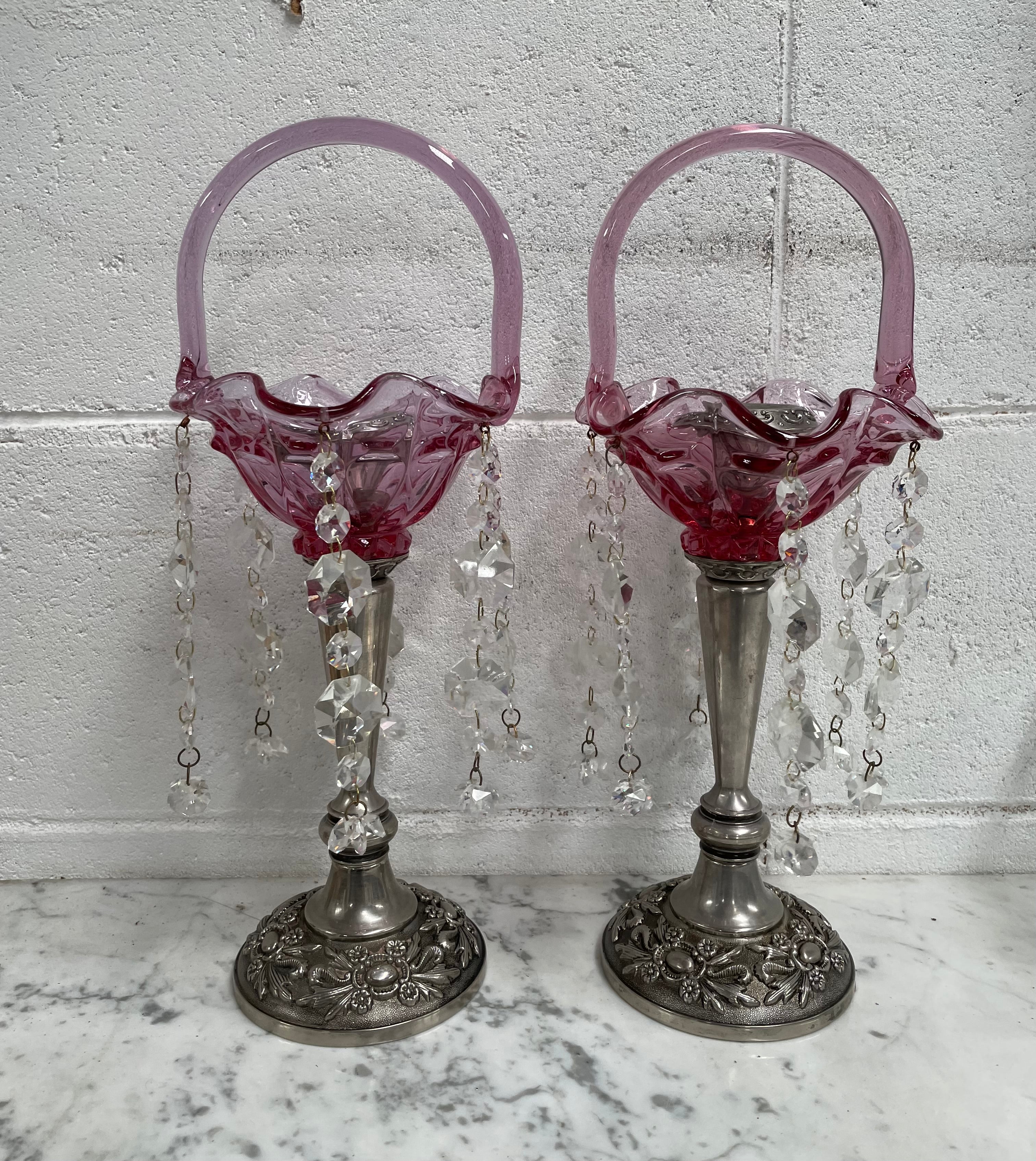 Pair Vintage Silver & Glass Candlesticks | Antique & Vintage | Moonee Ponds Antiques | Australia Wide Delivery