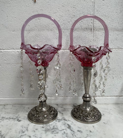 Pair Vintage Silver & Glass Candlesticks | Antique & Vintage | Moonee Ponds Antiques | Australia Wide Delivery