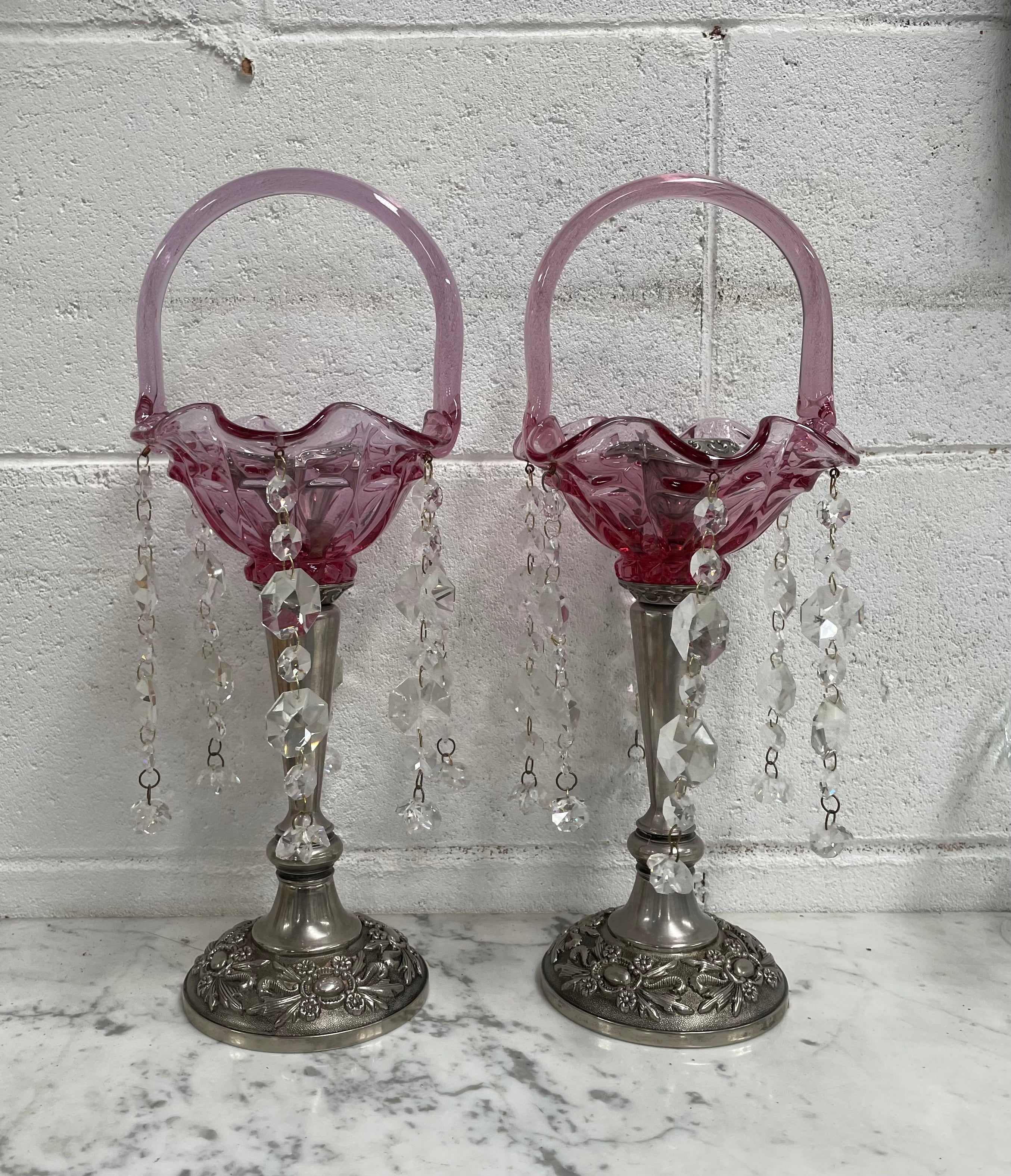 Pair Vintage Silver & Glass Candlesticks | Antique & Vintage | Moonee Ponds Antiques | Australia Wide Delivery