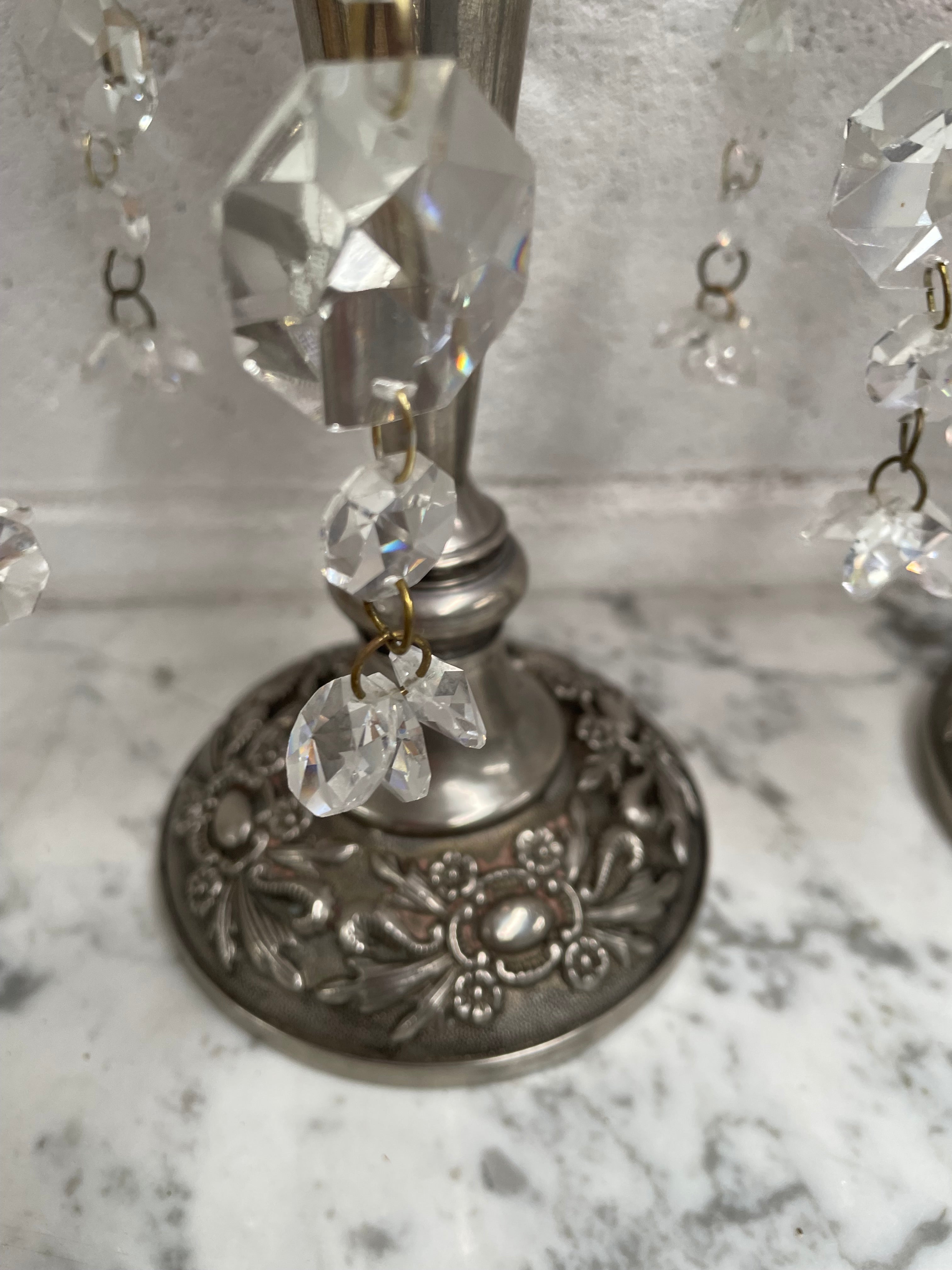 Pair Vintage Silver & Glass Candlesticks | Antique & Vintage | Moonee Ponds Antiques | Australia Wide Delivery