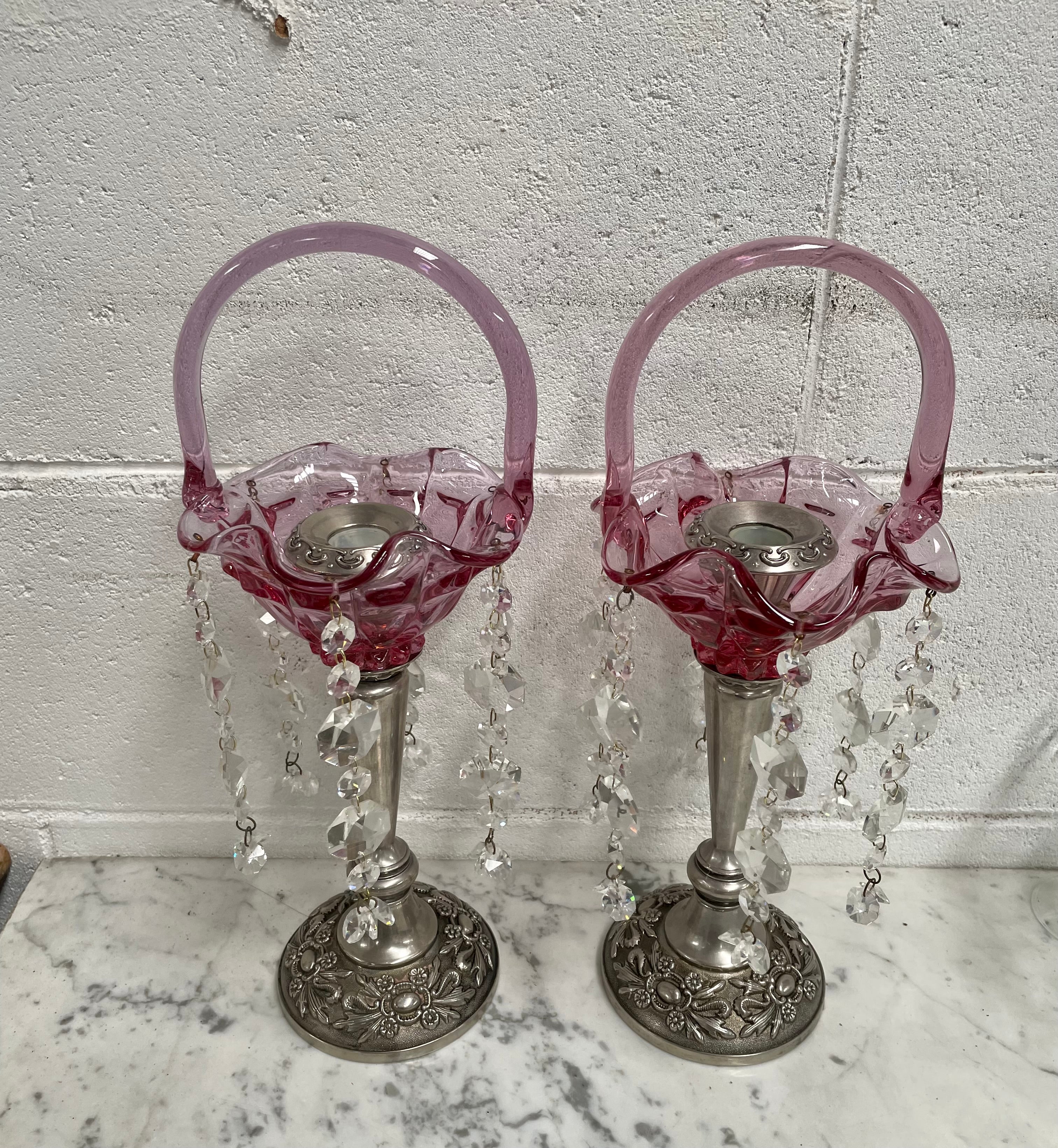 Pair Vintage Silver & Glass Candlesticks | Antique & Vintage | Moonee Ponds Antiques | Australia Wide Delivery