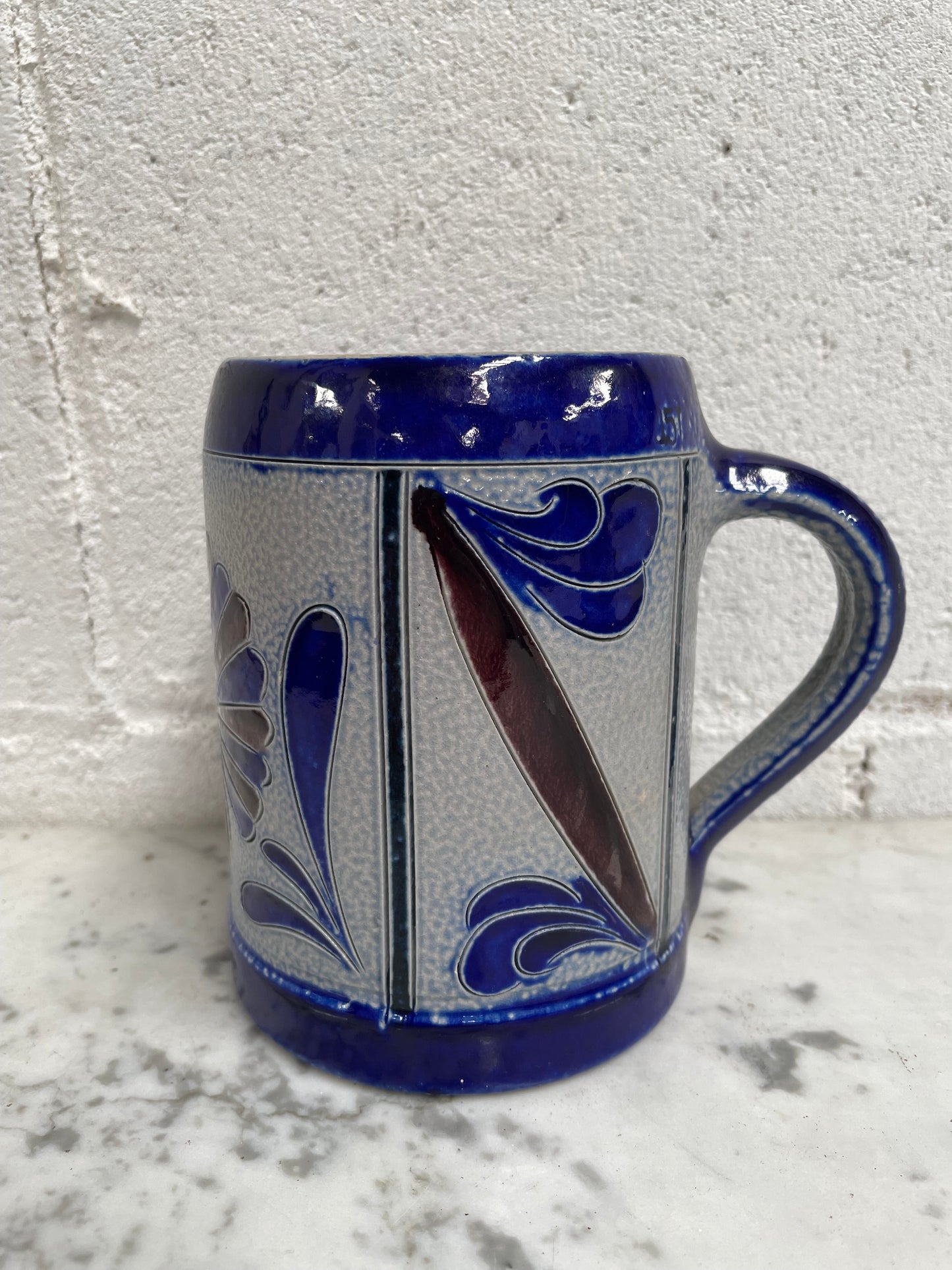 Vintage Mid Century Hand Painted Stoneware Mug