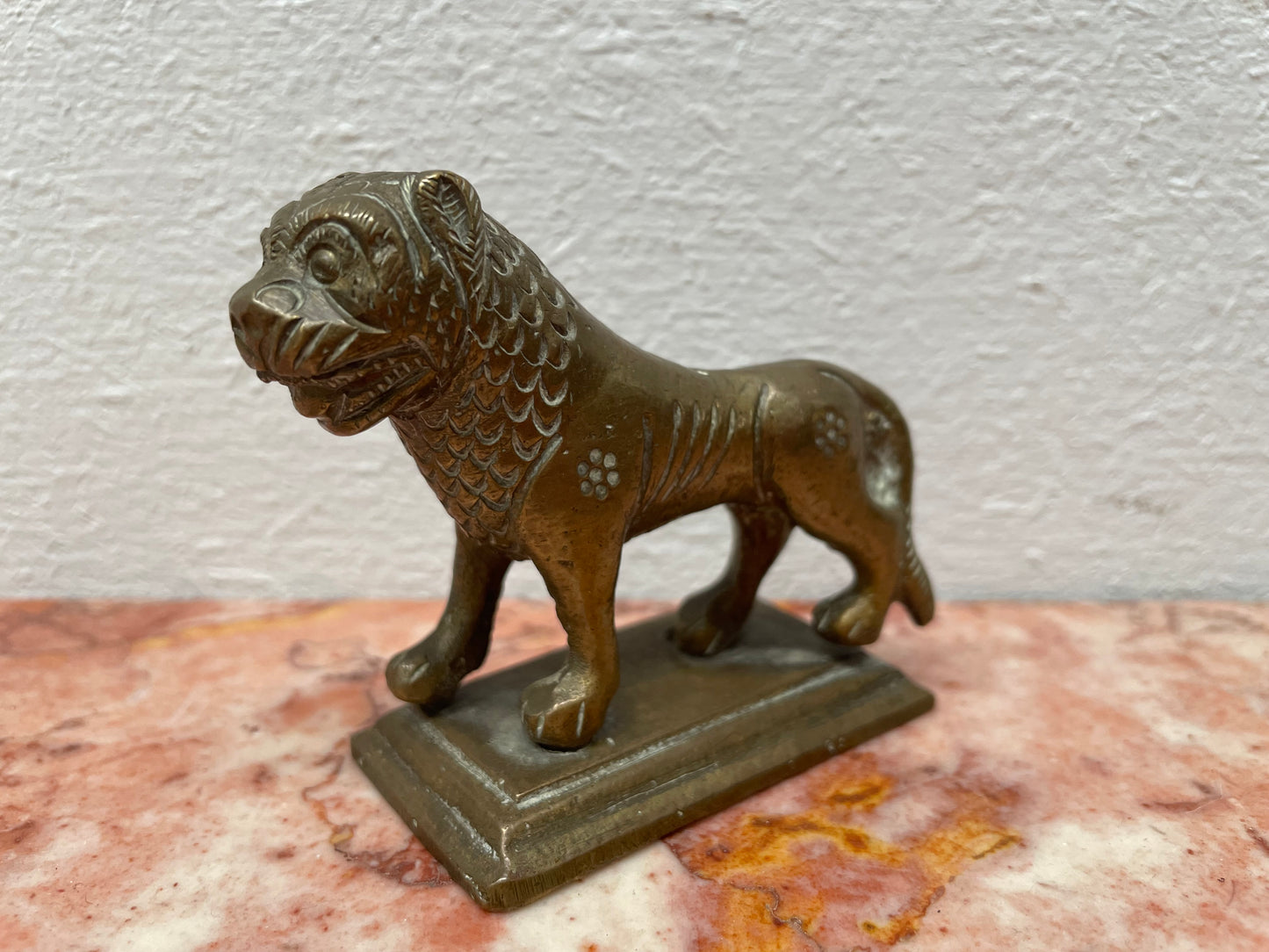 Vintage Cast Brass Lion Figure