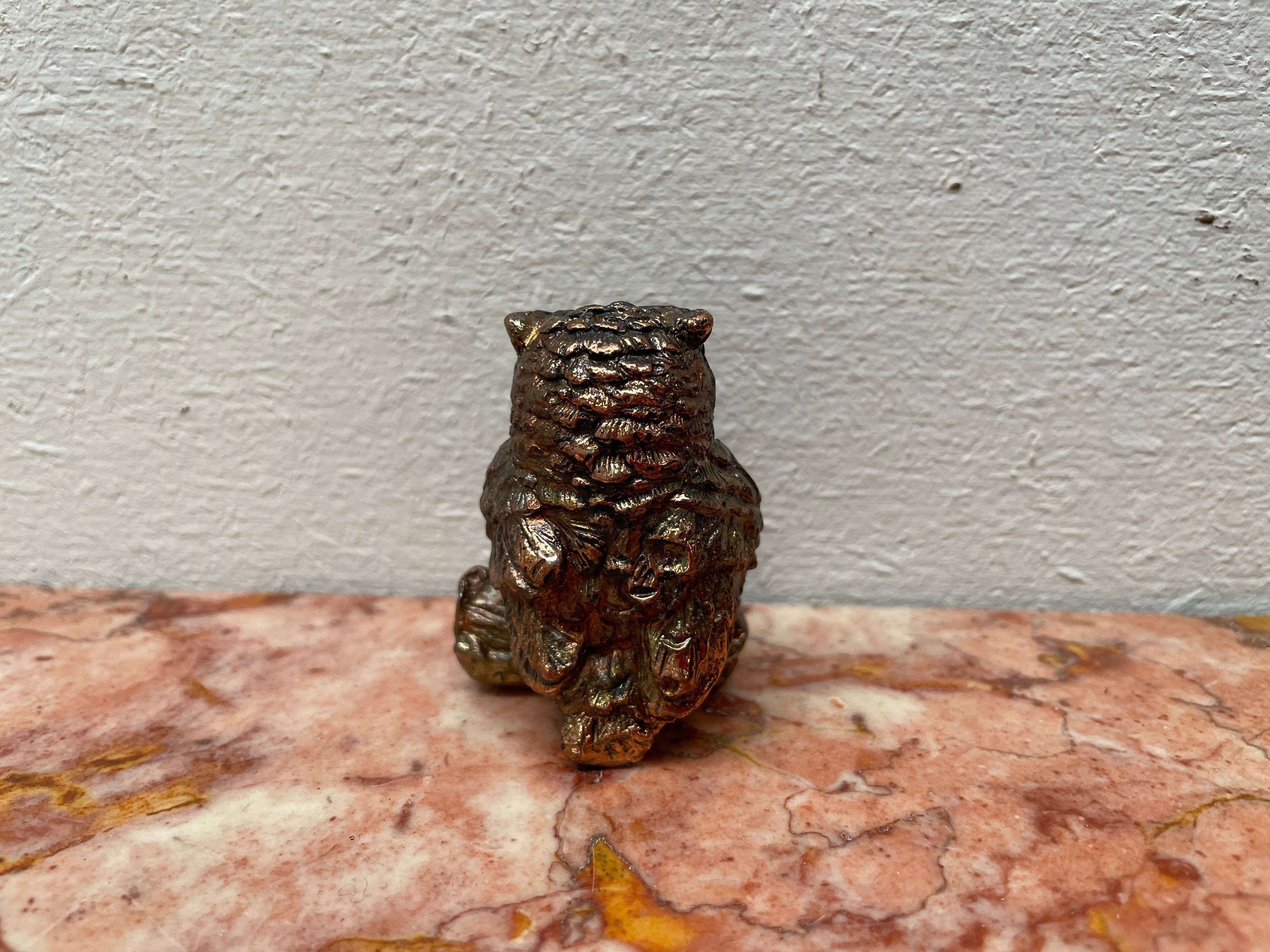 Vintage Heavy Cast Copper & Gilt Owl | Antique & Vintage | Moonee Ponds Antiques | Australia Wide Delivery