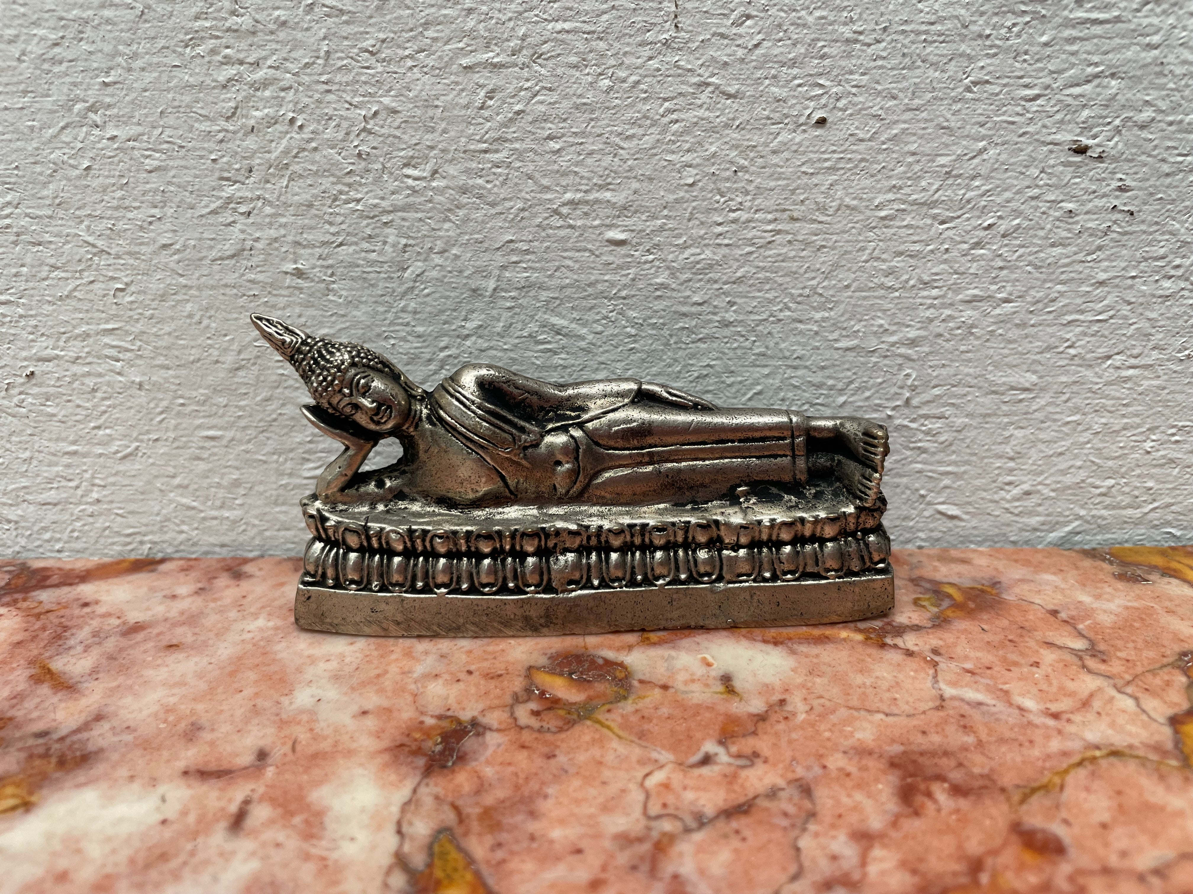 Vintage Silver Reclining Buddha Statue | Antique & Vintage | Moonee Ponds Antiques | Australia Wide Delivery