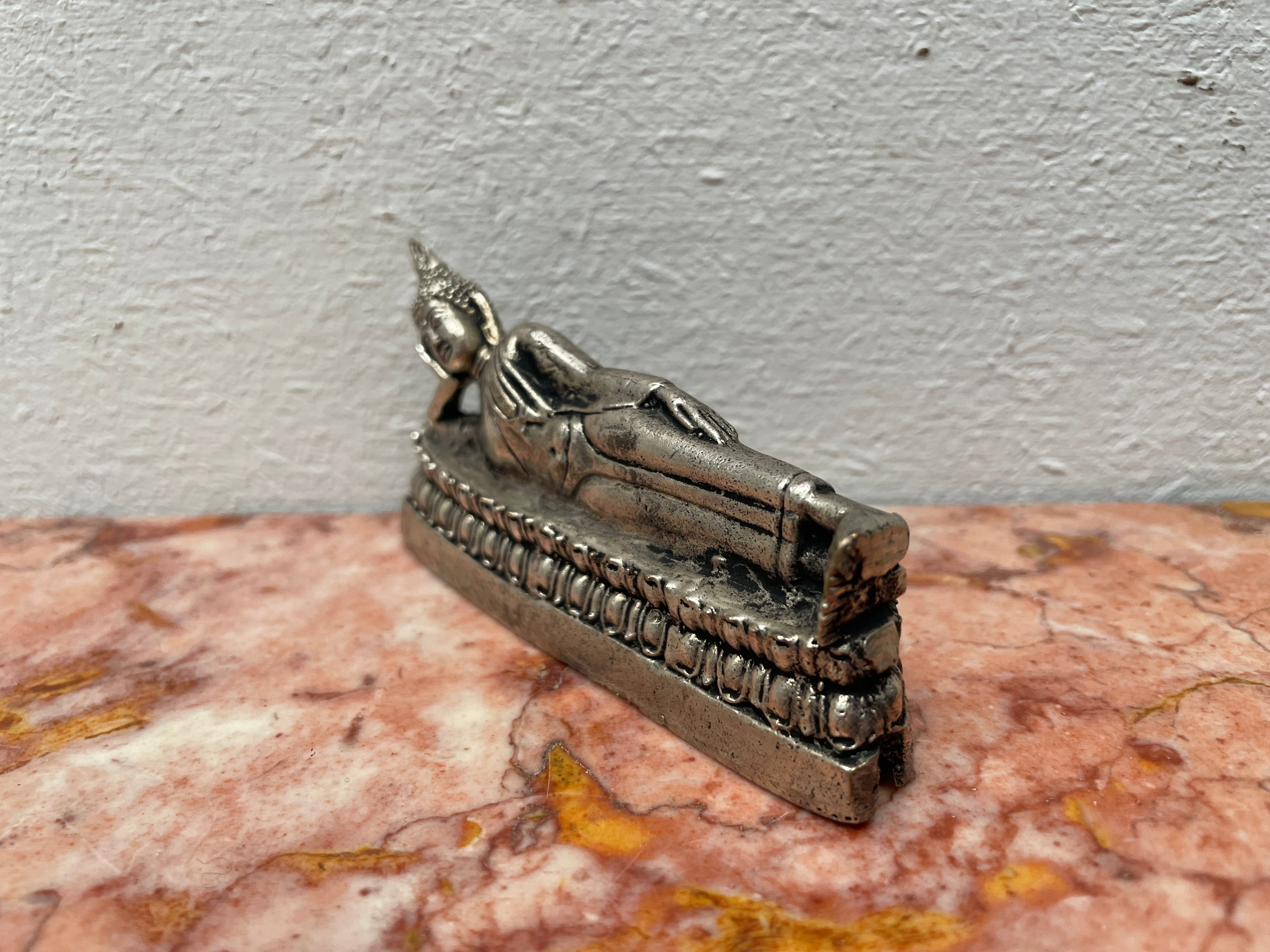 Vintage Silver Reclining Buddha Statue | Antique & Vintage | Moonee Ponds Antiques | Australia Wide Delivery