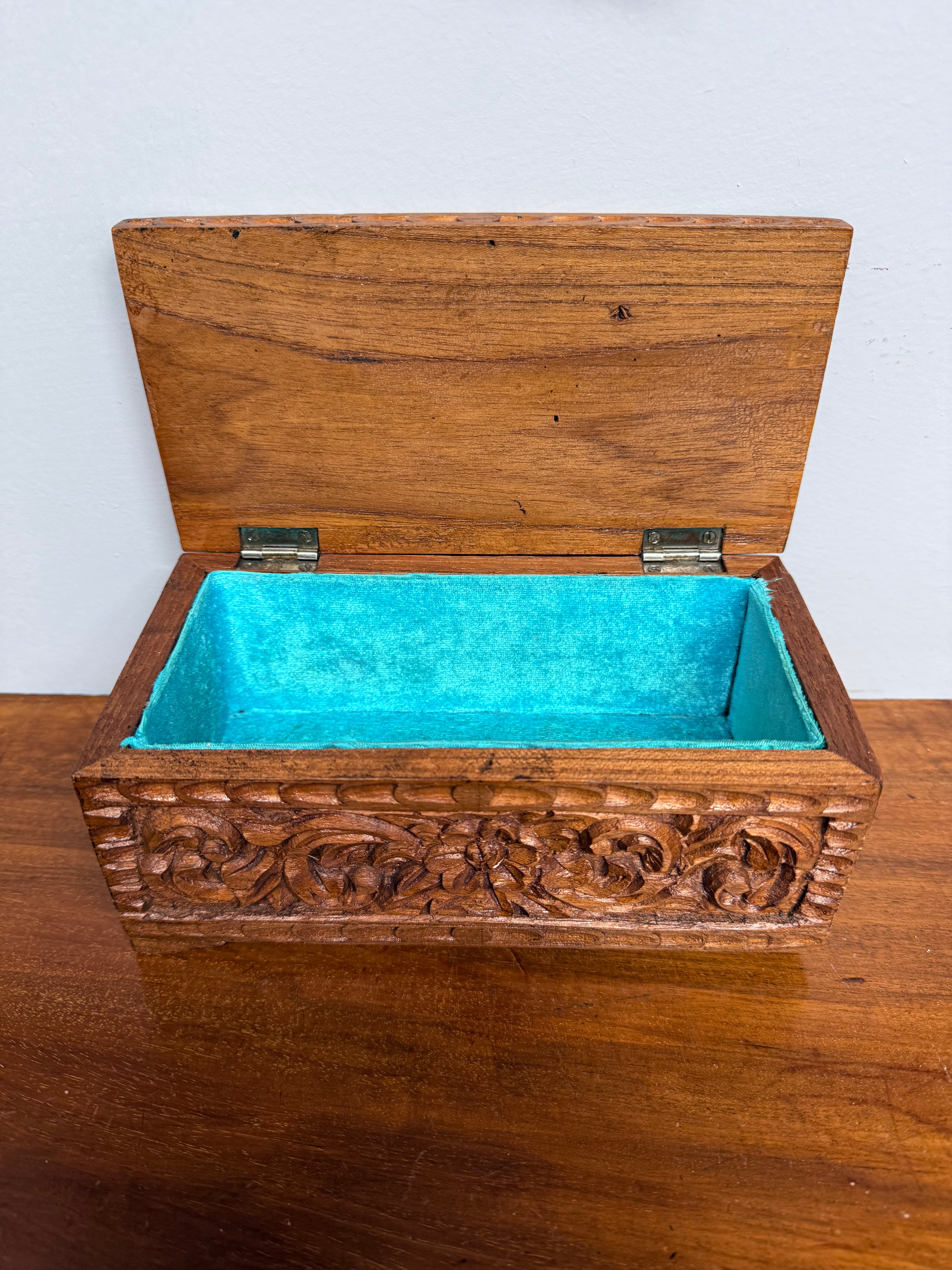 Vintage Hinged Carved Wooden Box | Antique & Vintage | Moonee Ponds Antiques | Australia Wide Delivery