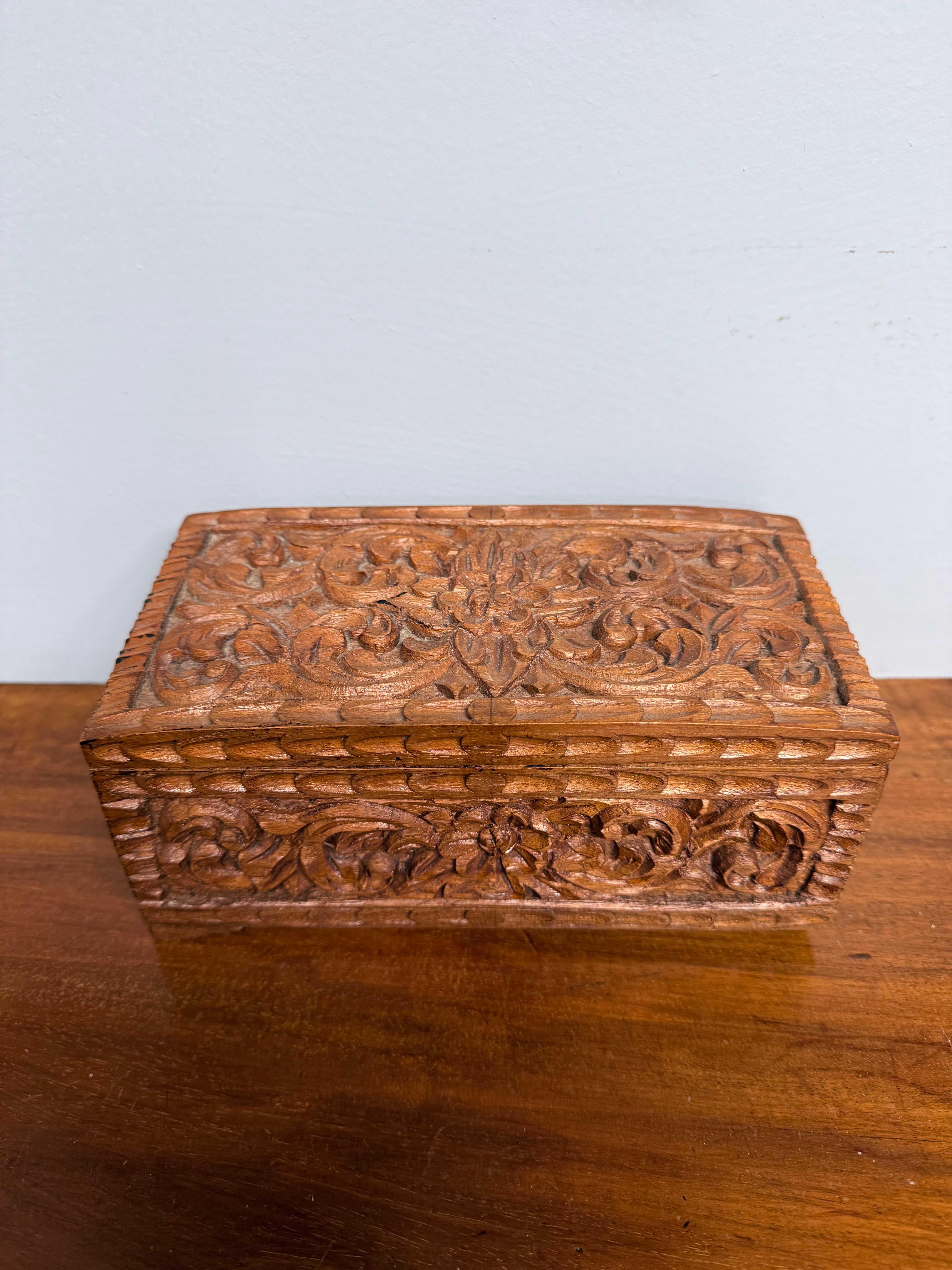 Vintage Hinged Carved Wooden Box | Antique & Vintage | Moonee Ponds Antiques | Australia Wide Delivery