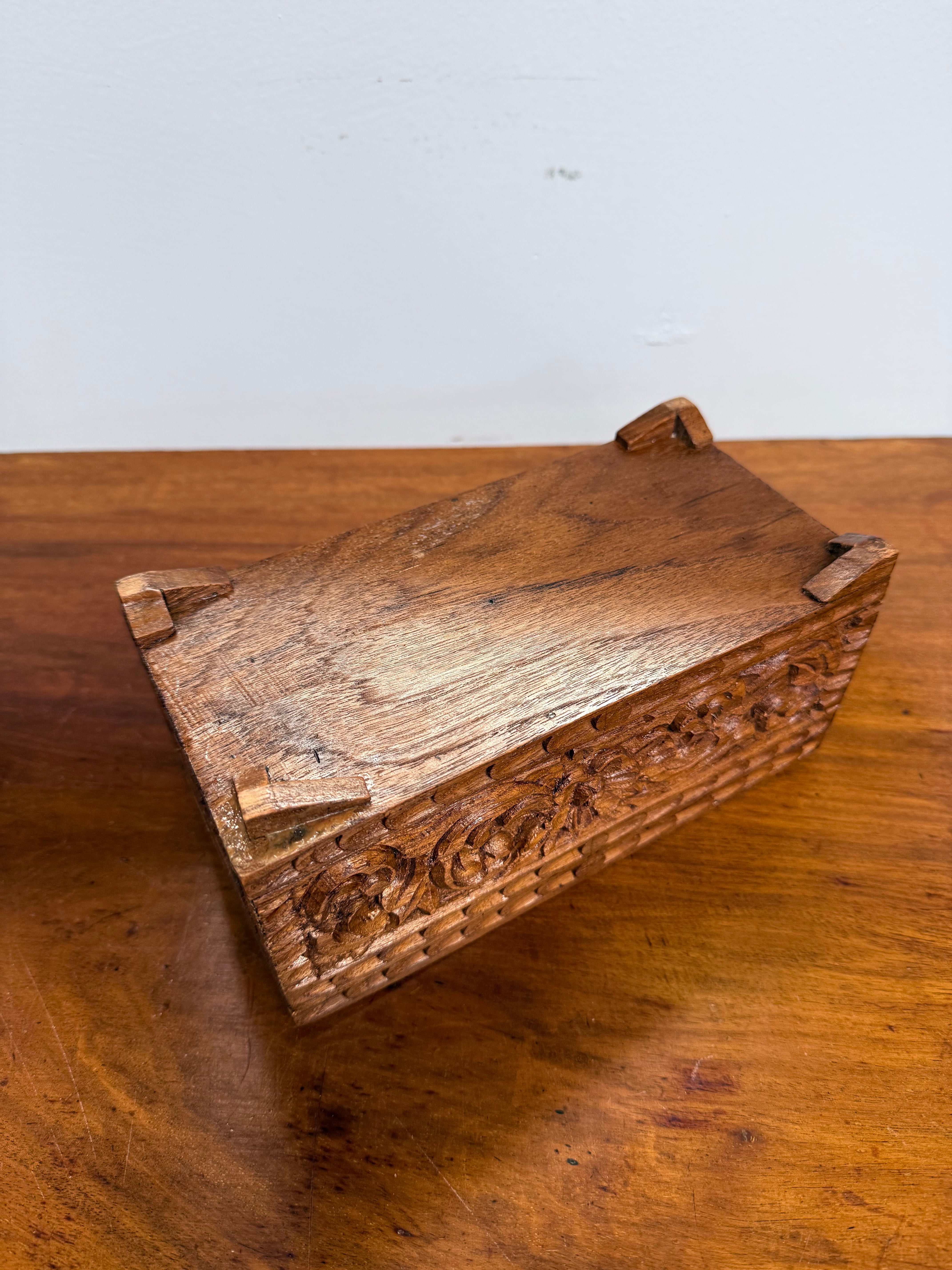 Vintage Hinged Carved Wooden Box | Antique & Vintage | Moonee Ponds Antiques | Australia Wide Delivery