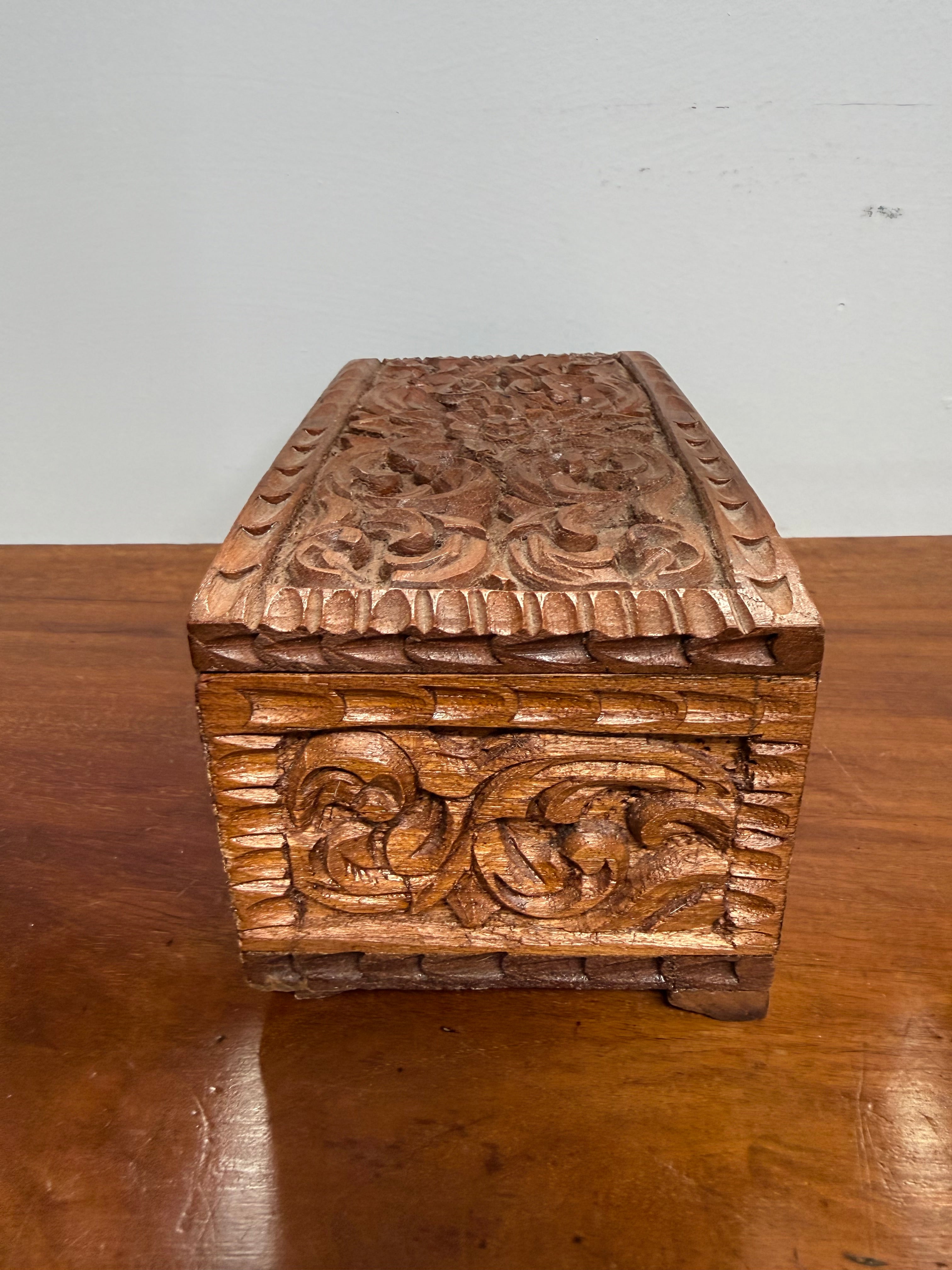 Vintage Hinged Carved Wooden Box | Antique & Vintage | Moonee Ponds Antiques | Australia Wide Delivery