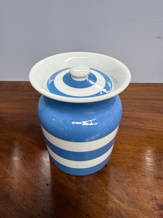 TG Green Cornishware Large Blue & White Lidded Canister