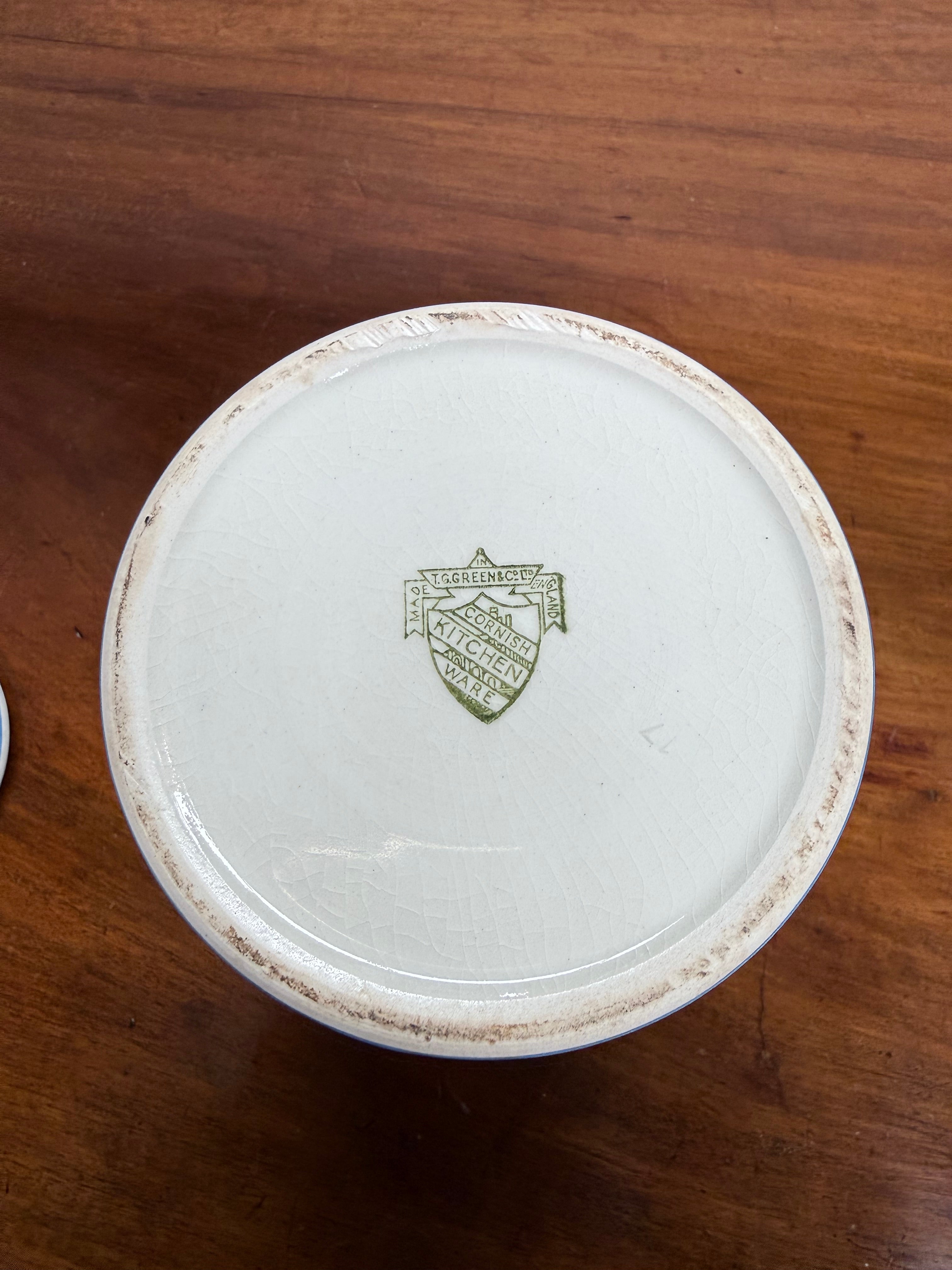 TG Green Cornishware Large Blue & White Lidded Canister | Antique & Vintage | Moonee Ponds Antiques | Australia Wide