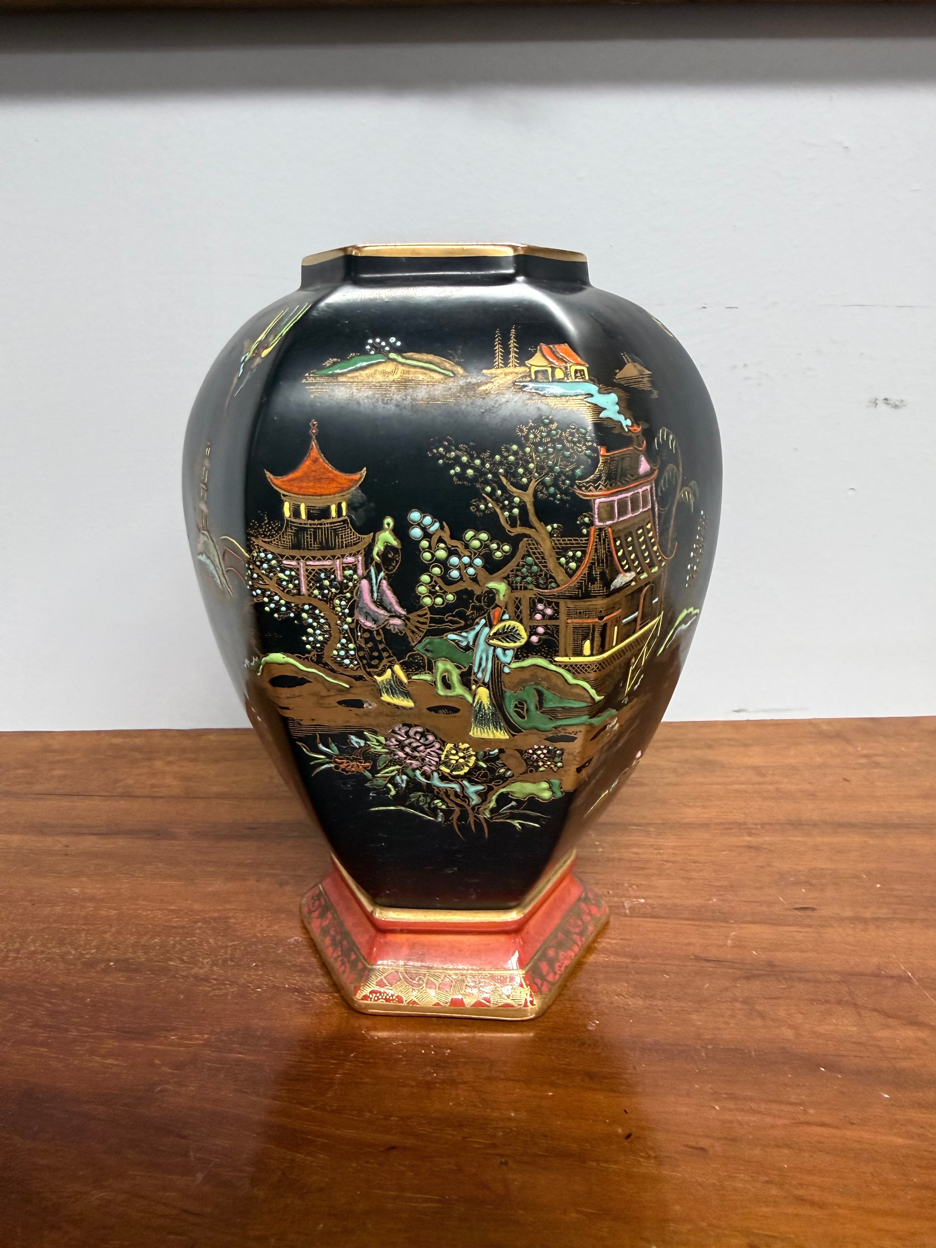 Vintage Carlton Ware Japanese Temple Jar & Lid