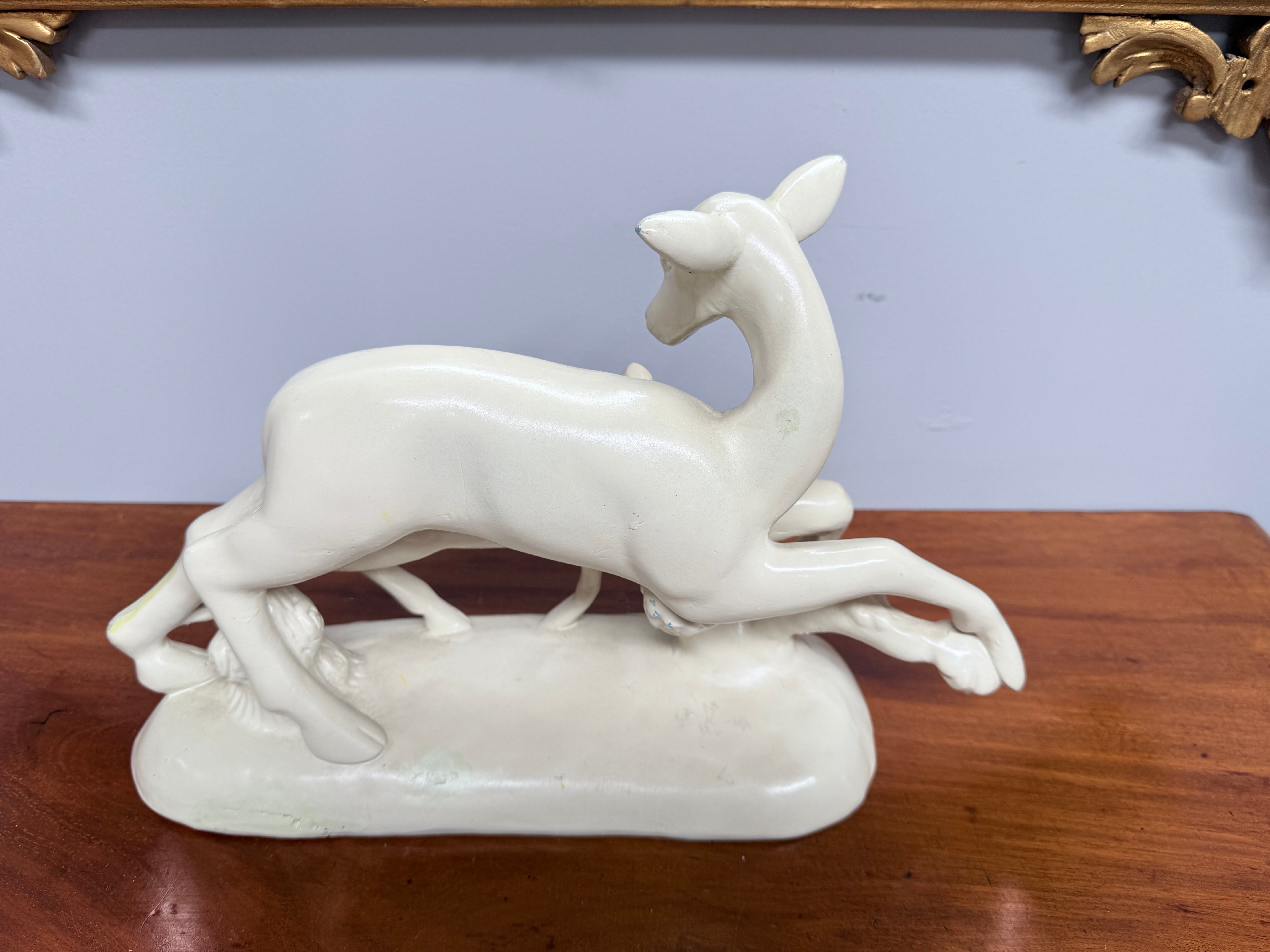 Very Attractive Doe & Fawn Ceramic Sculpture - All Faults